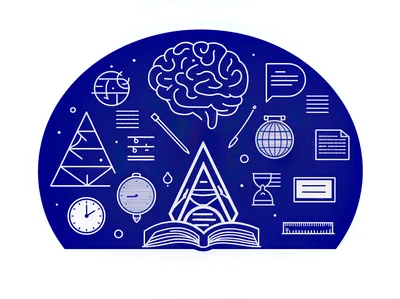 Educational Concept Icons With Brain And Book Illustration