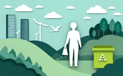 Paper Cutout Style Illustration of Sustainable Living
