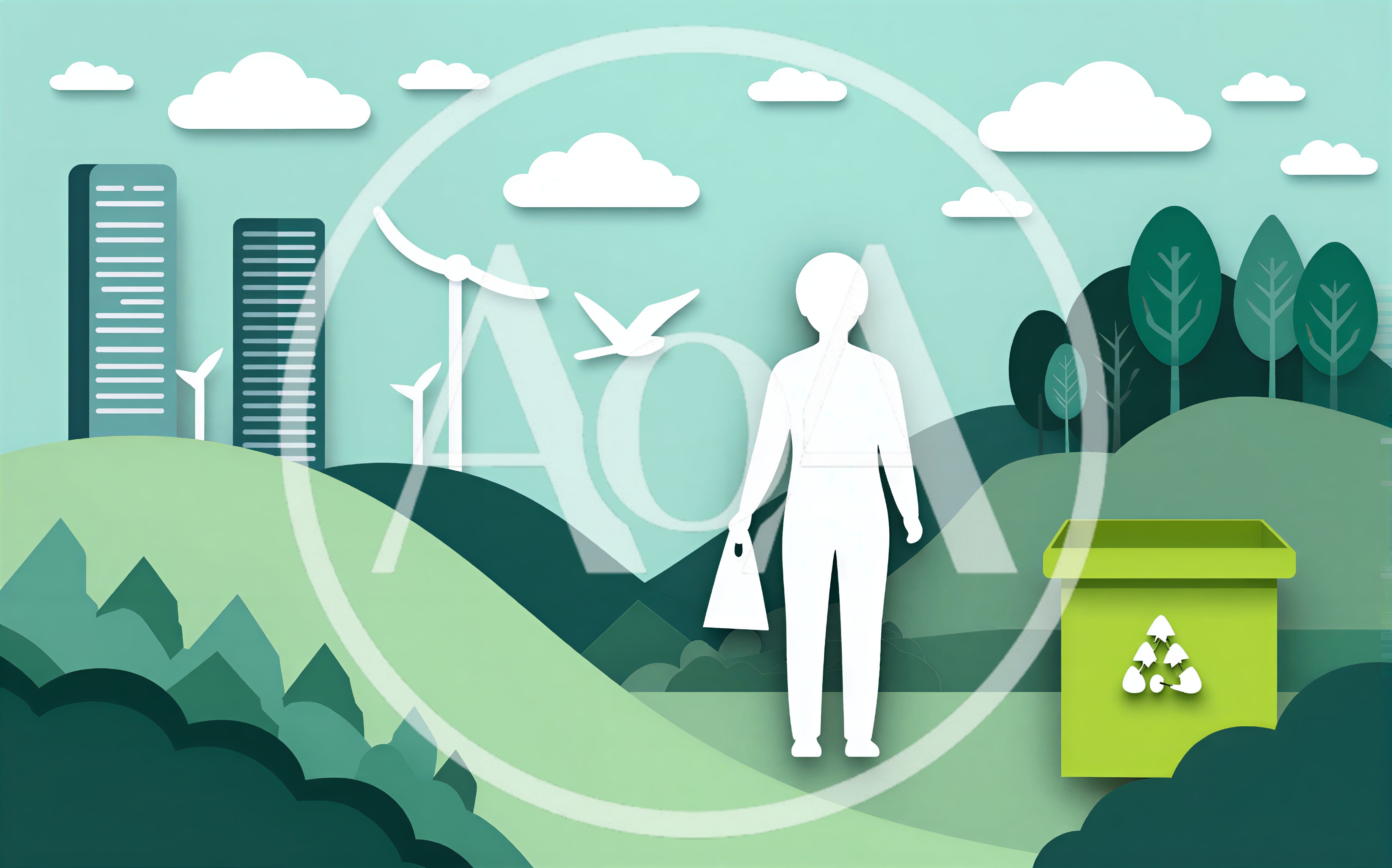 Paper Cutout Style Illustration of Sustainable Living
