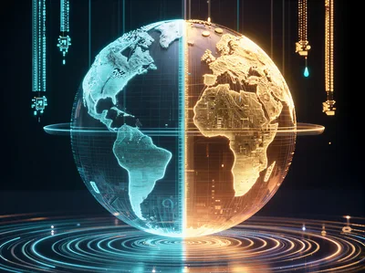 Digital Earth Globe With Data Streams And Circuitry