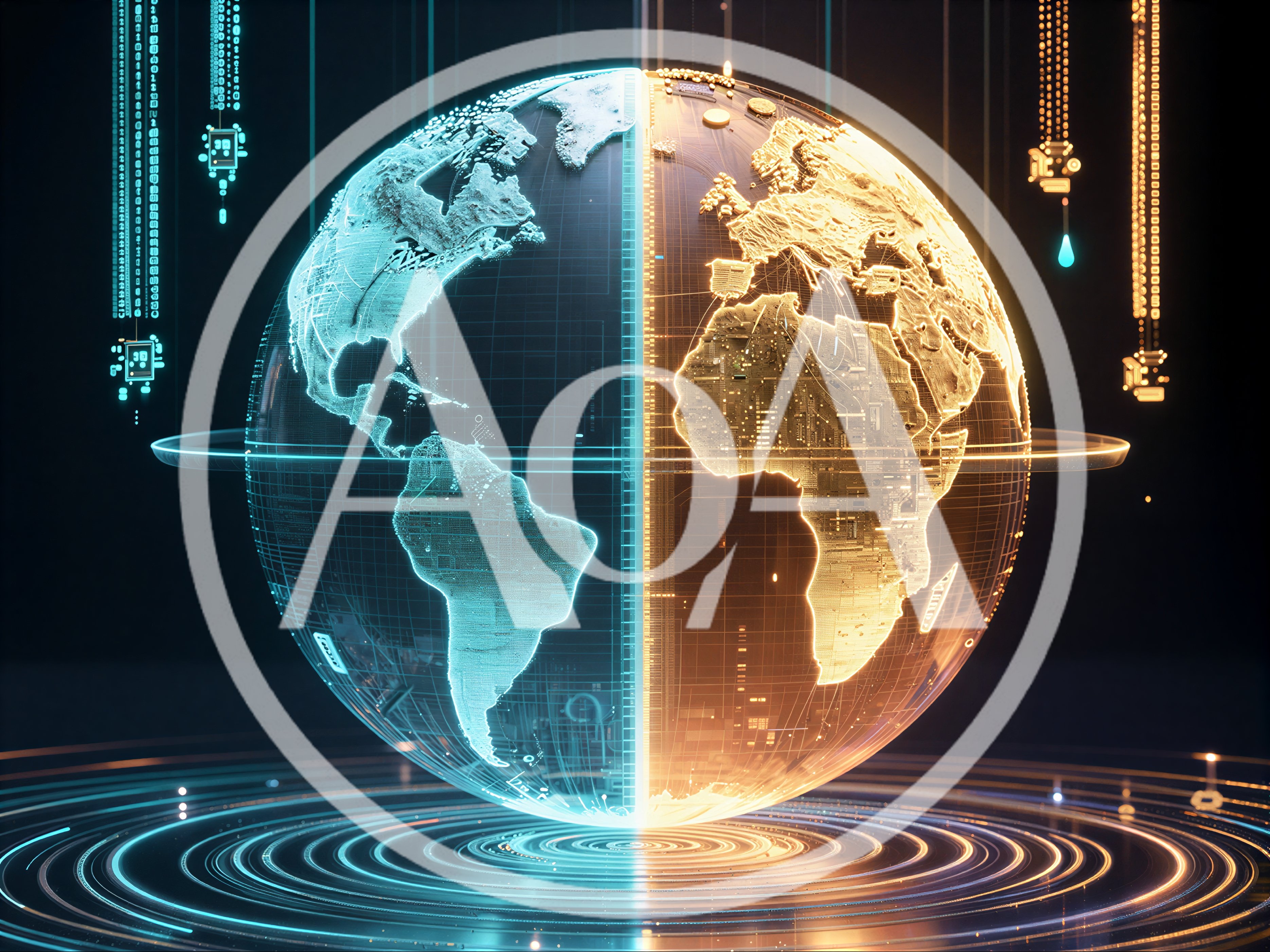 Digital Earth Globe With Data Streams And Circuitry