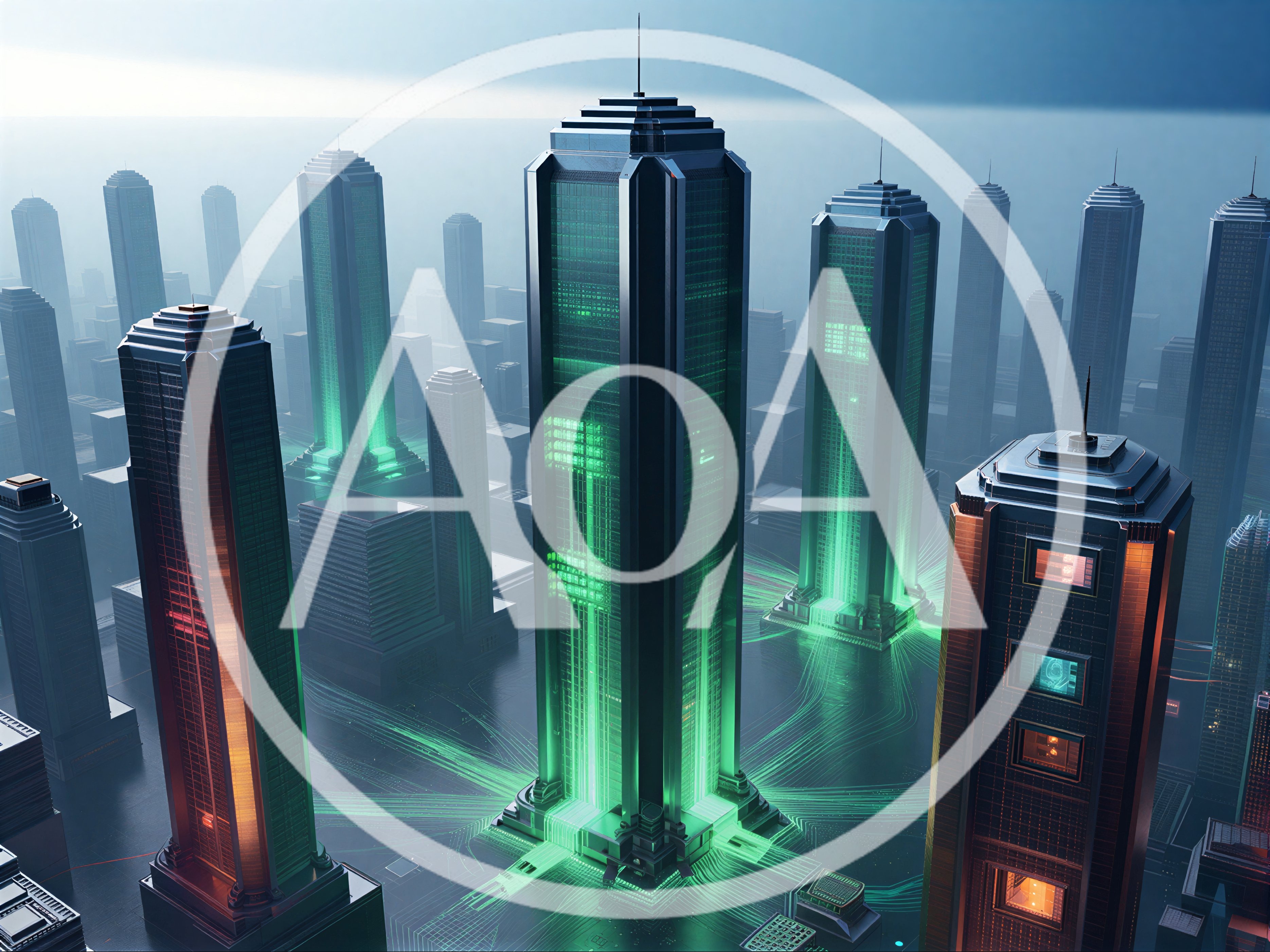 Futuristic Cyberpunk Cityscape With Glowing Neon Skyscrapers