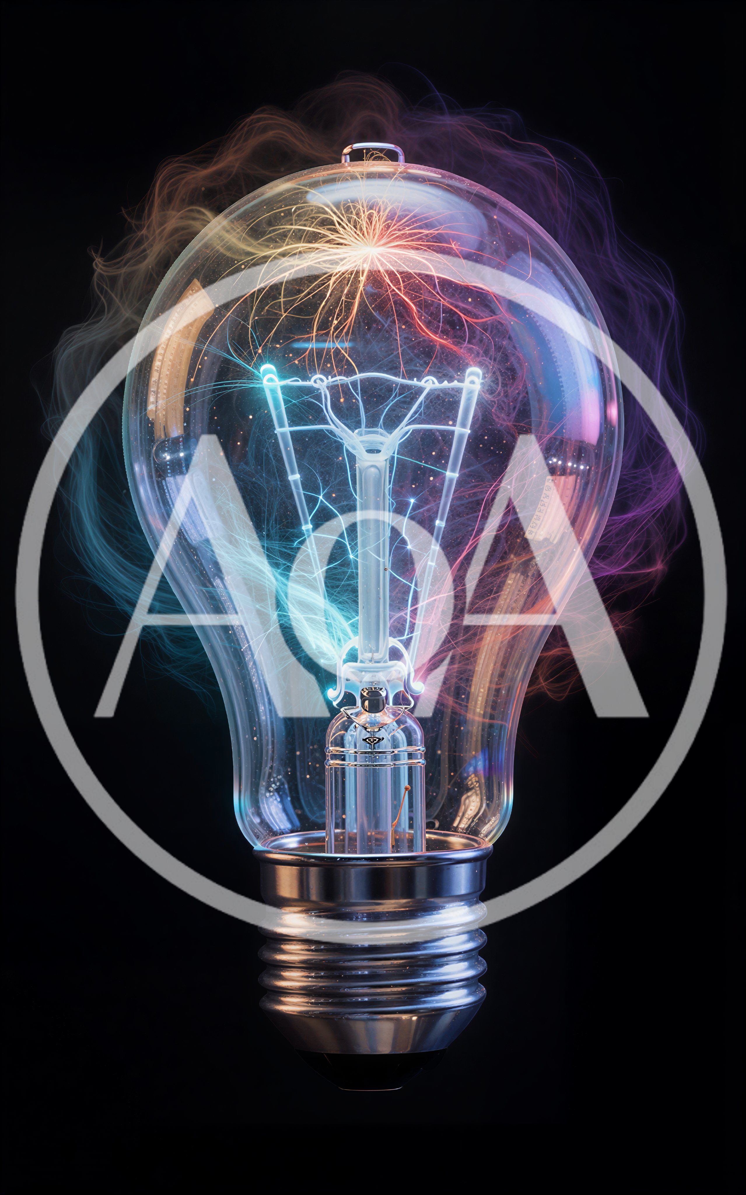 Glowing Light Bulb With Abstract Electric Energy
