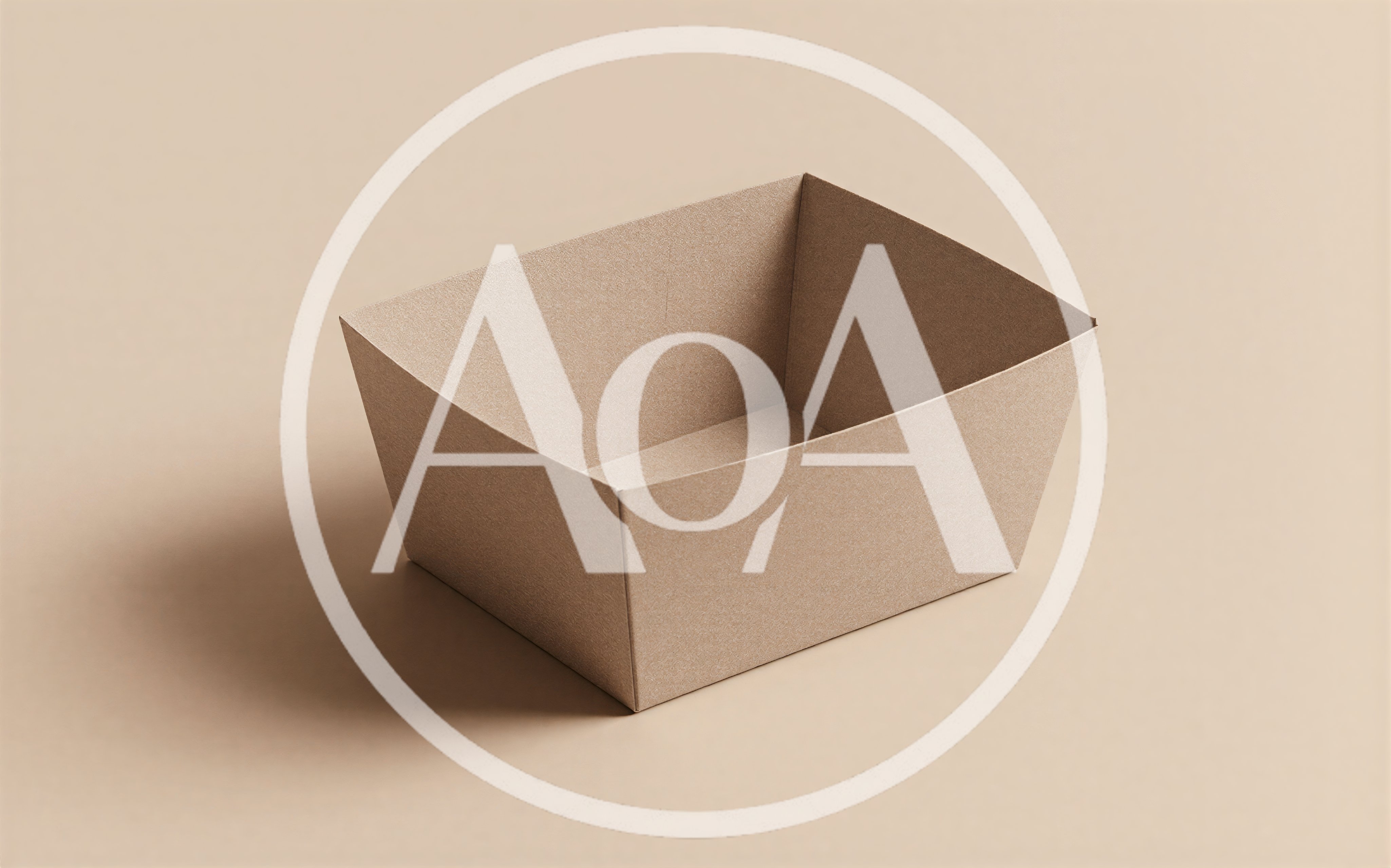 Empty Brown Cardboard Food Tray Mockup