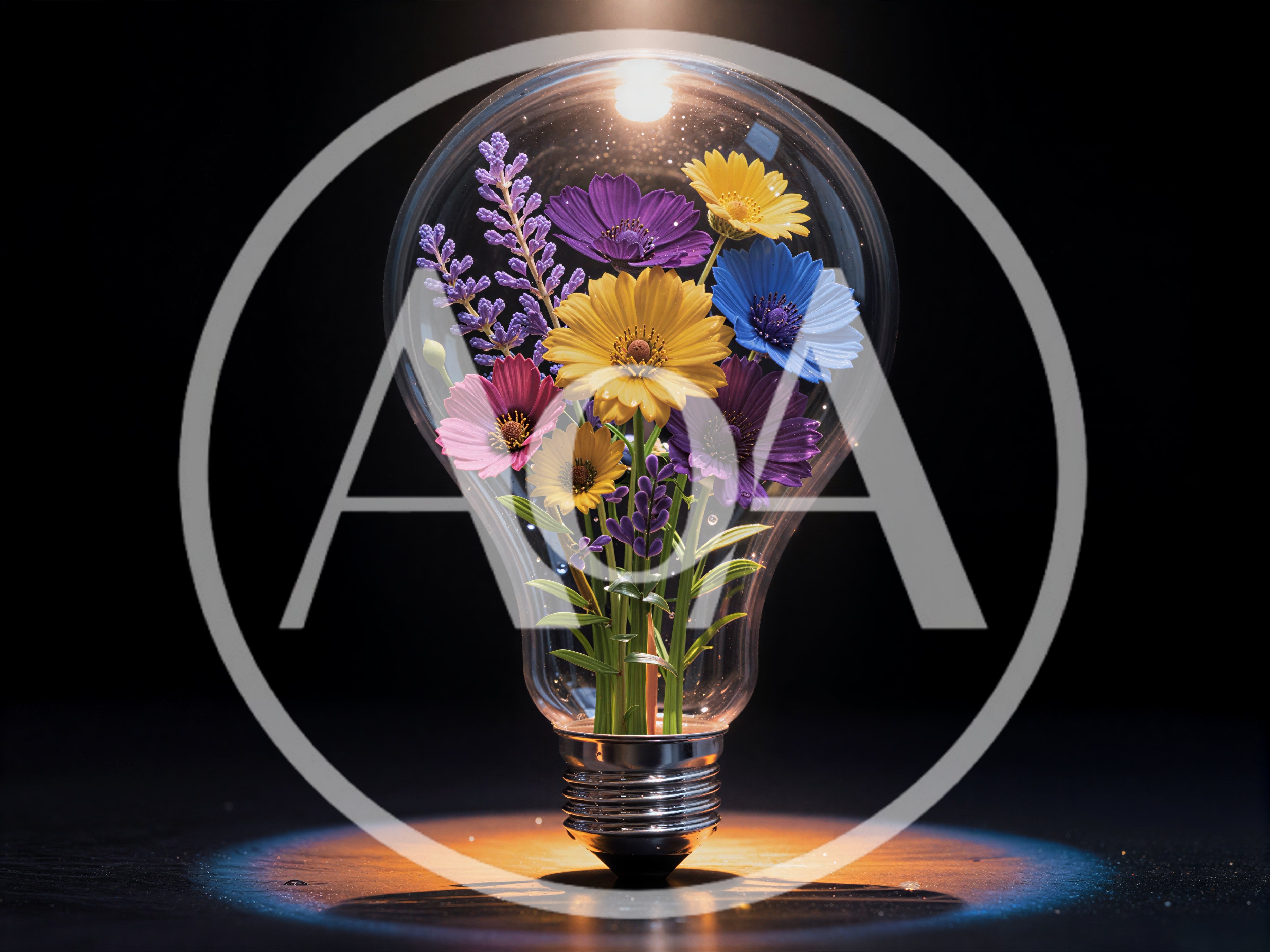 Vibrant Flowers Inside A Glass Light Bulb