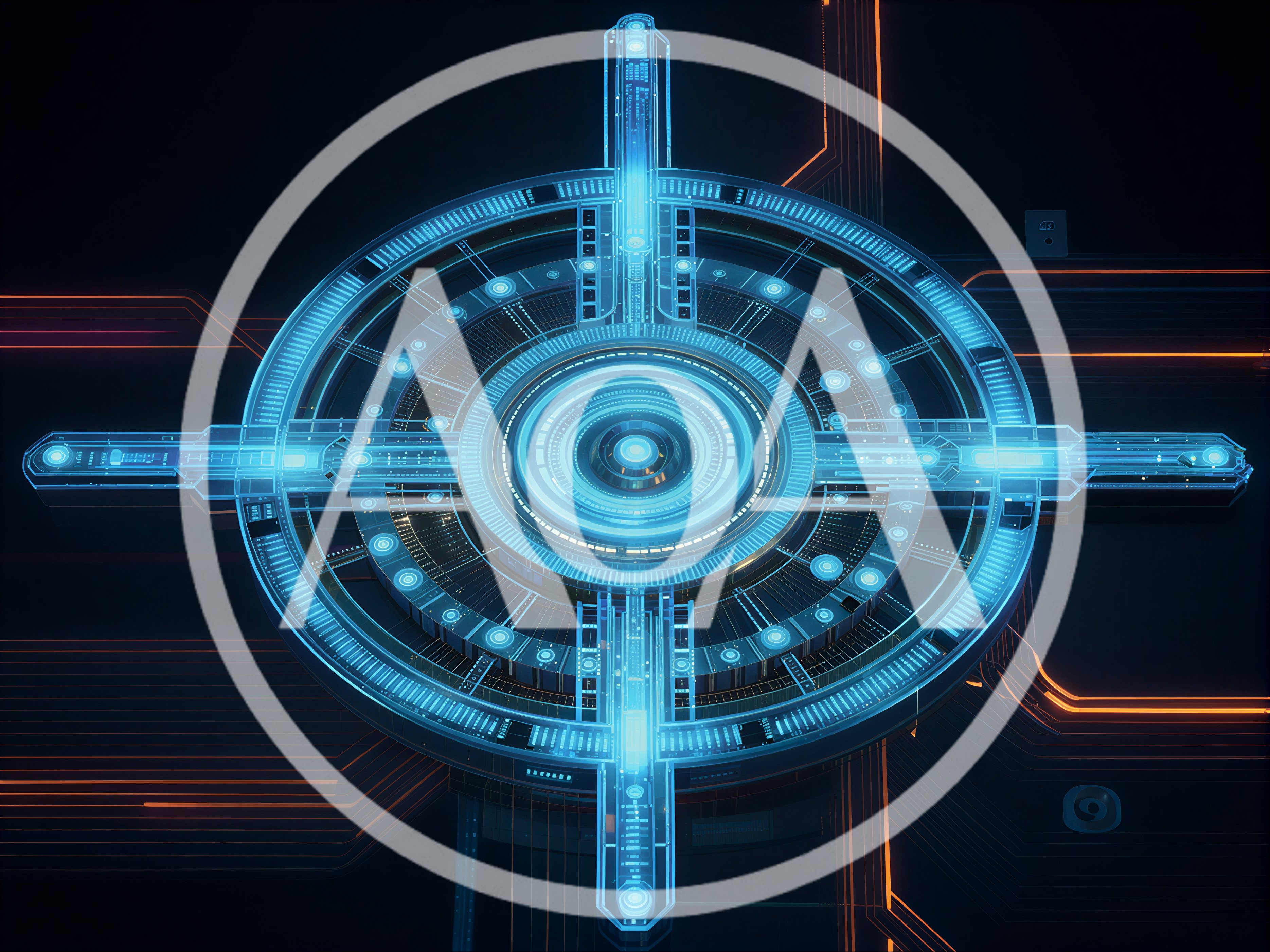 Futuristic Glowing Blue Digital Circular Interface