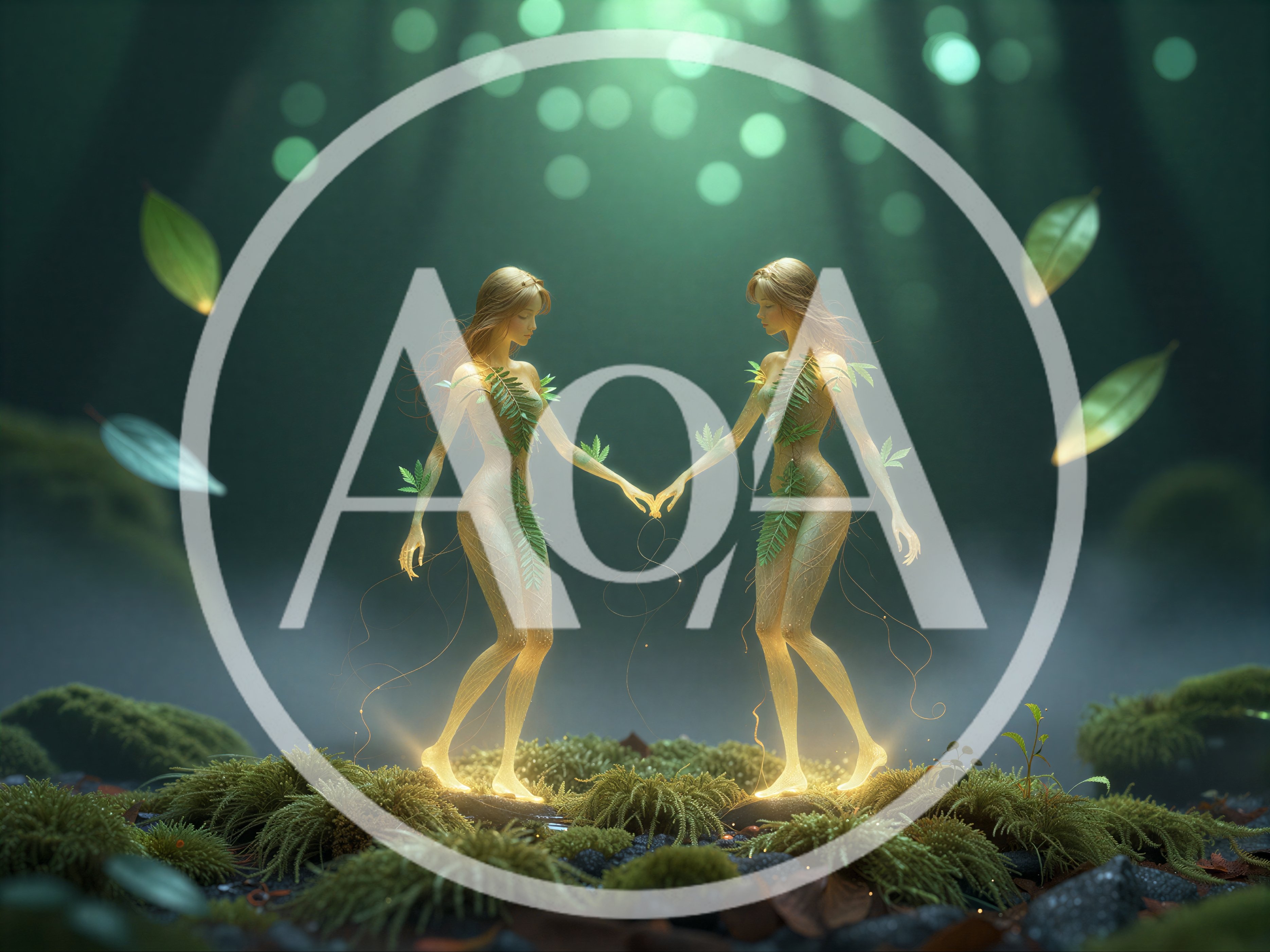 Two Ethereal Forest Nymphs Connecting In A Magical Woodland