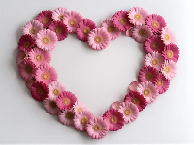 Heart Shape Made Of Pink Gerbera Daisies