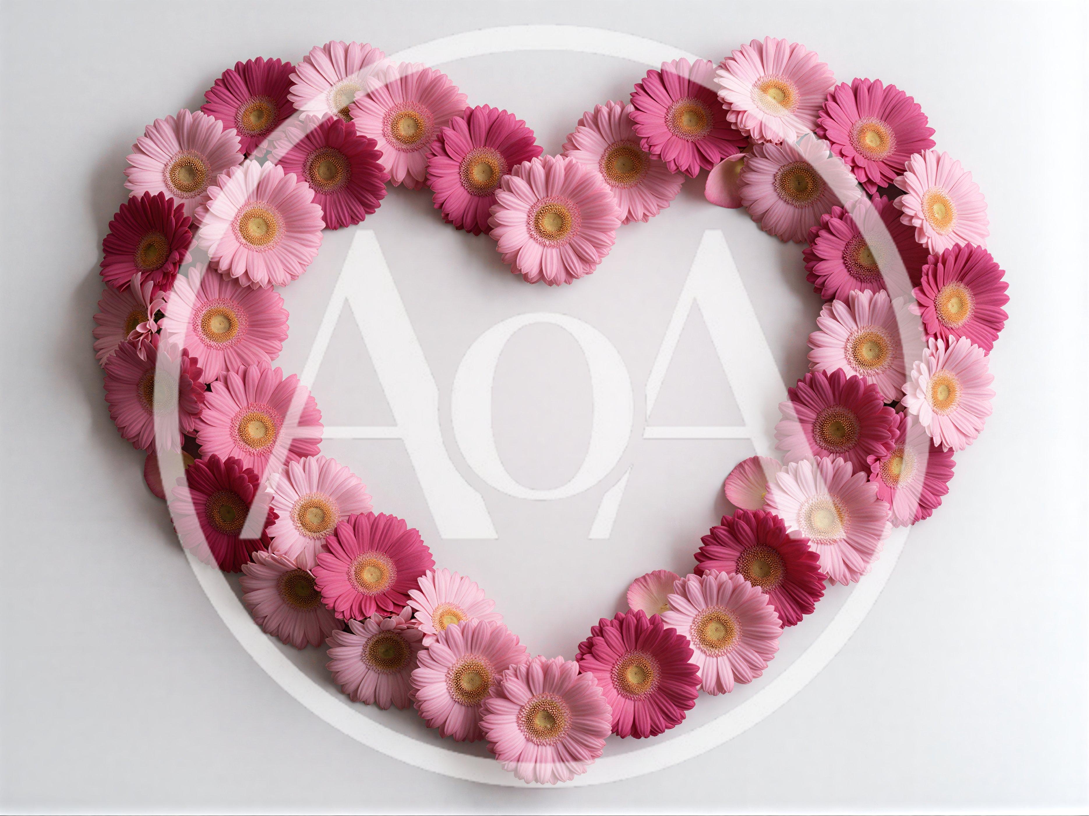 Heart Shape Made Of Pink Gerbera Daisies
