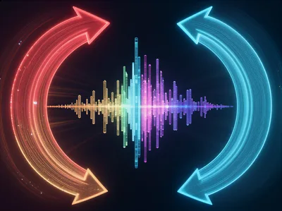 Abstract Digital Sound Wave With Circular Arrows