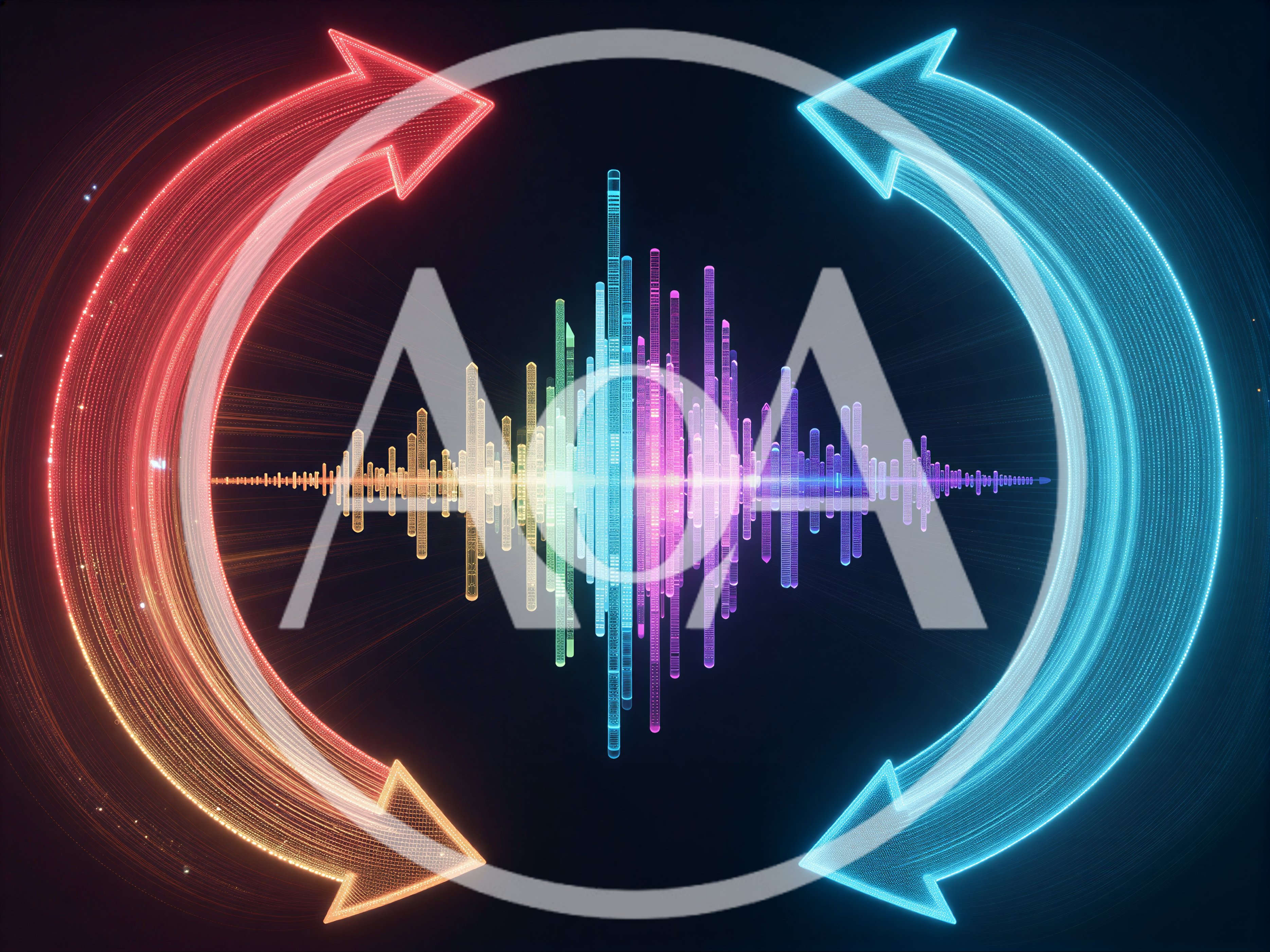Abstract Digital Sound Wave With Circular Arrows