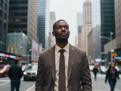 Professional African American Businessman Standing In New York City