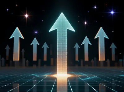 Digital Arrows Rising On A Glowing Grid