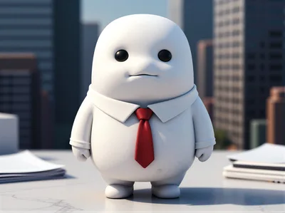 Cute White Character Wearing A Red Tie