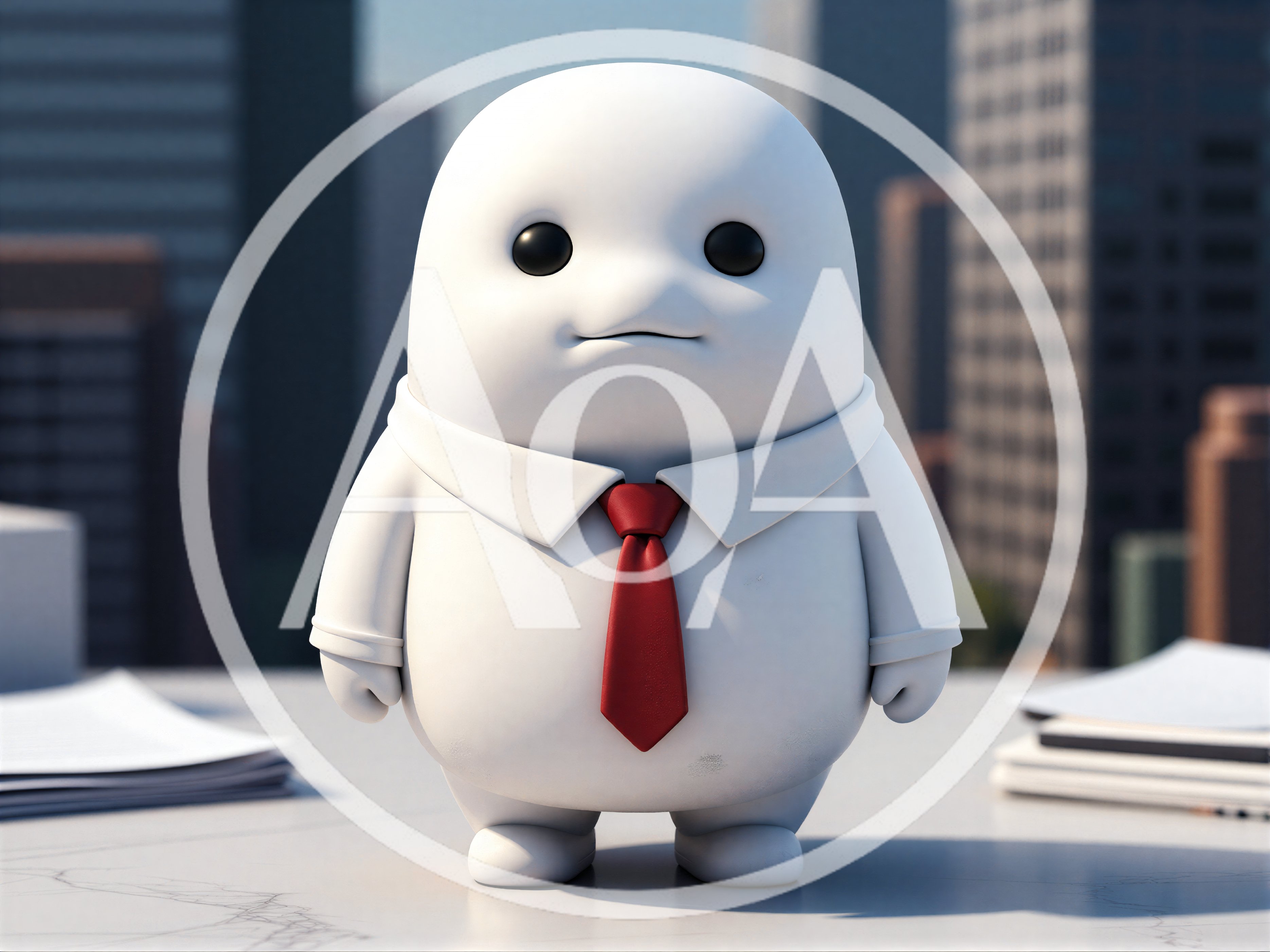Cute White Character Wearing A Red Tie