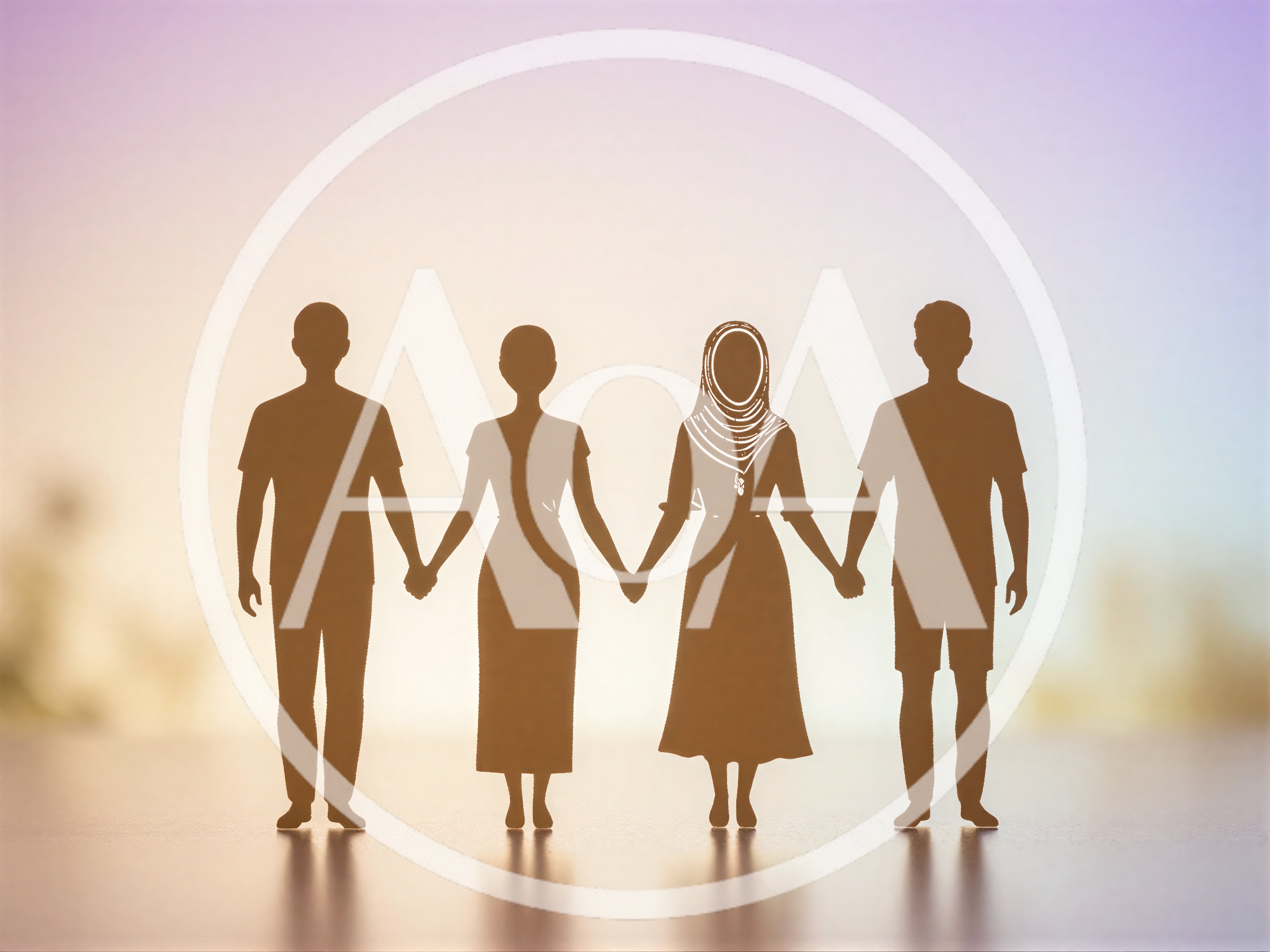 Paper Cutout Silhouettes Of Four People Holding Hands
