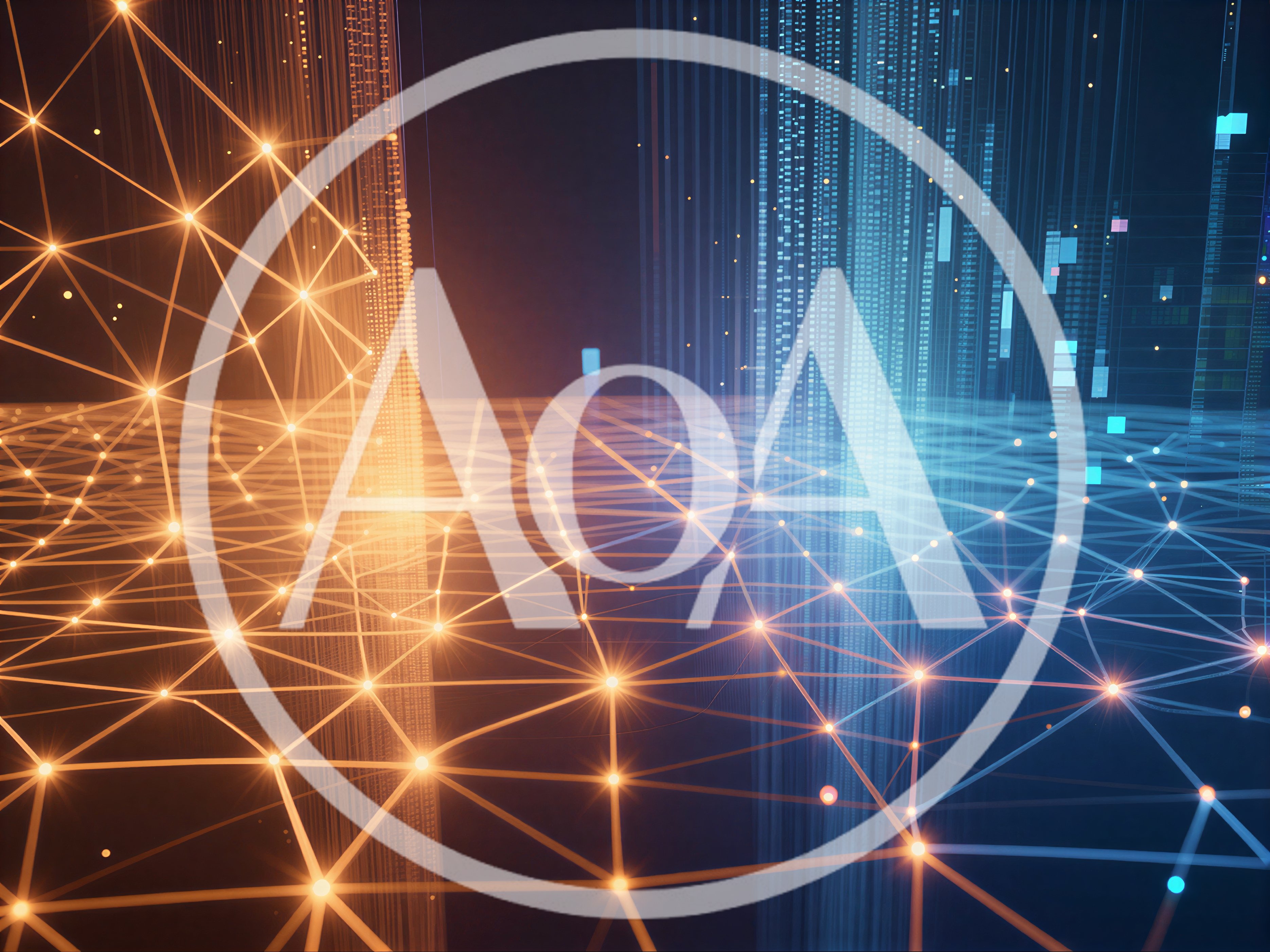 Abstract Digital Network Connection With Glowing Data Streams