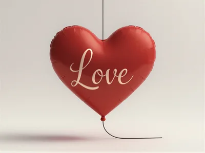 Red Heart Shaped Balloon With Love Text