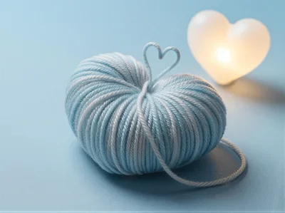Blue Yarn Ball Shaped Like A Heart