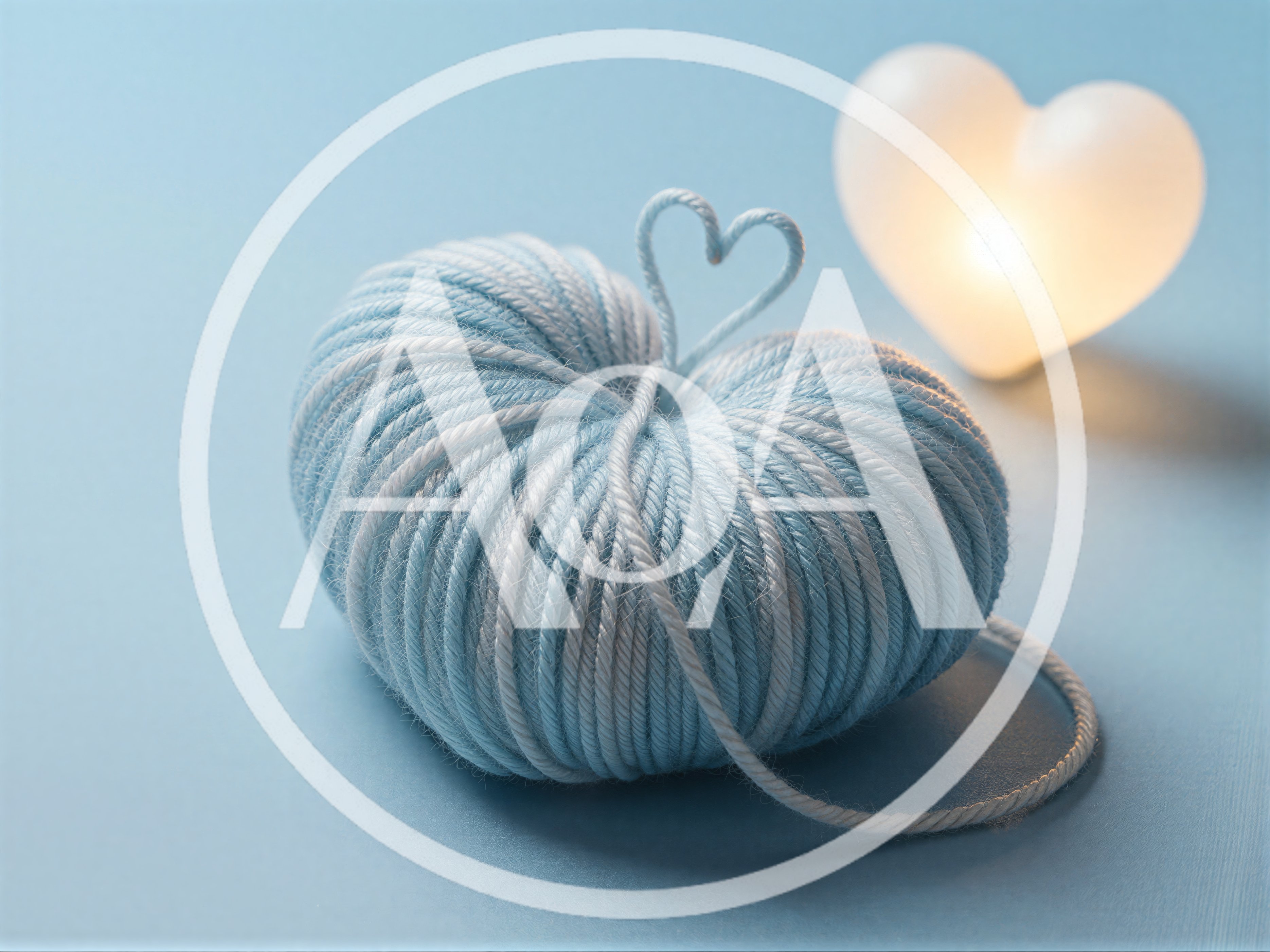 Blue Yarn Ball Shaped Like A Heart