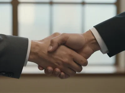 Professional Business Handshake Between Two Men In Suits