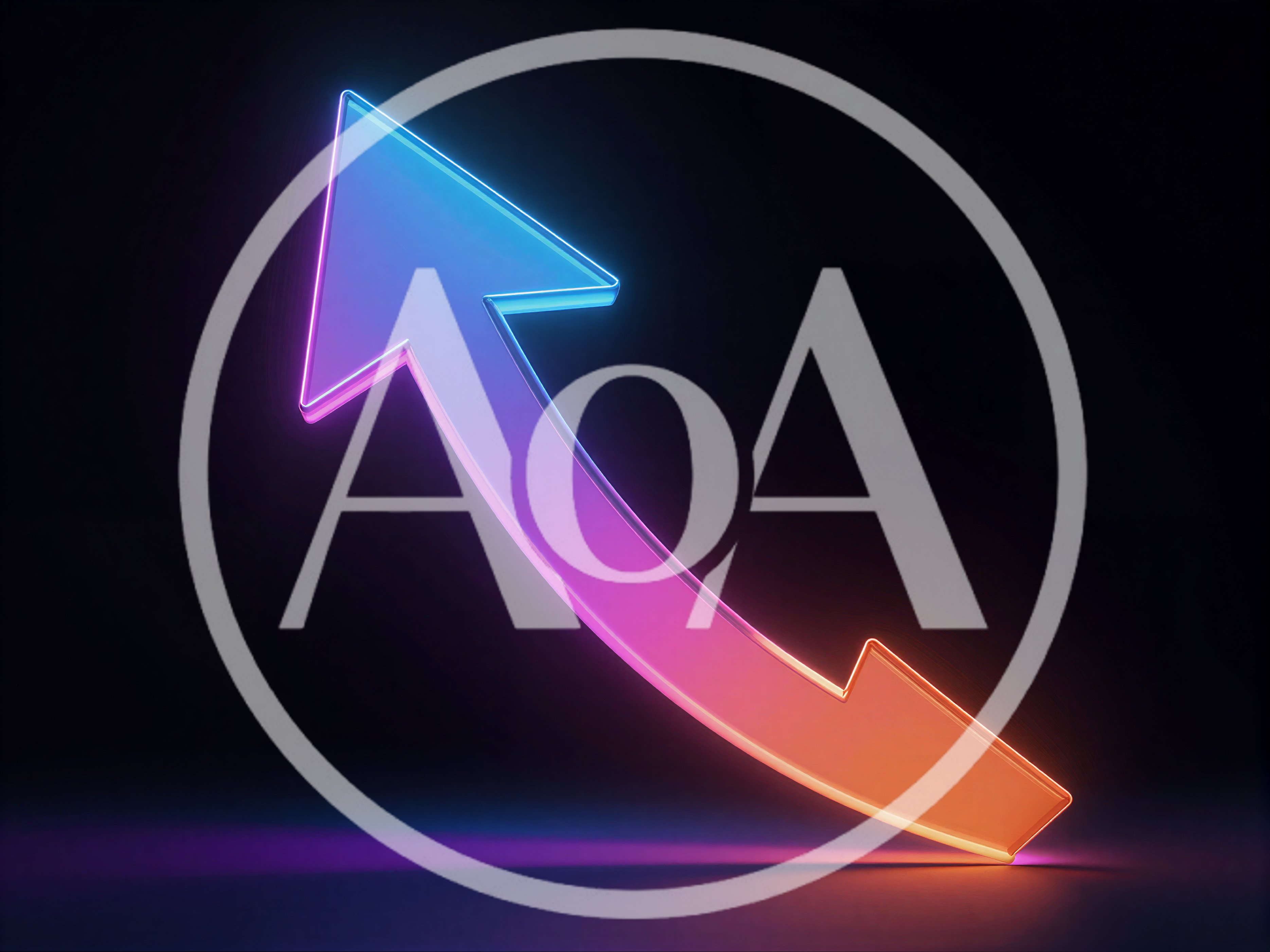 Neon Gradient Curved Arrow Pointing Upward