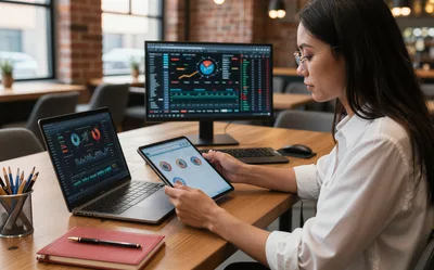 Professional Financial Analyst Working With Data Dashboards