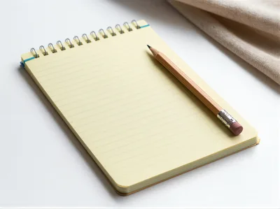 Yellow Lined Notepad With Wooden Pencil
