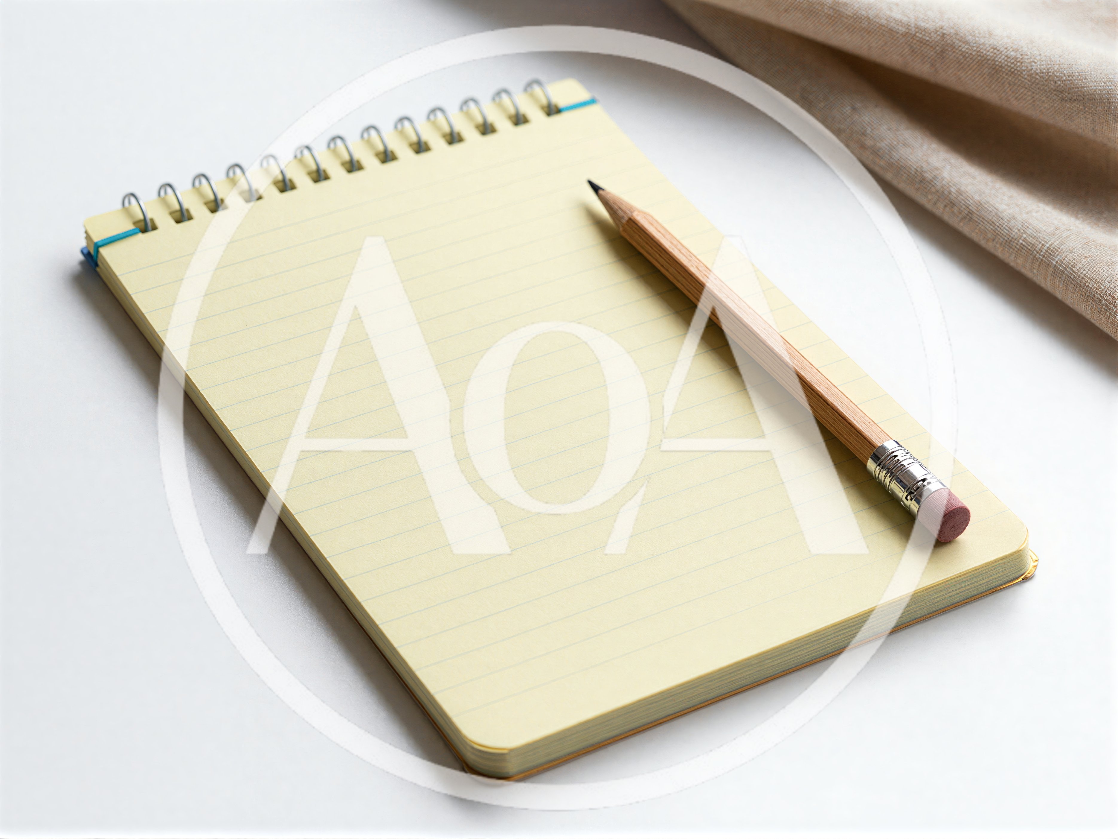 Yellow Lined Notepad With Wooden Pencil
