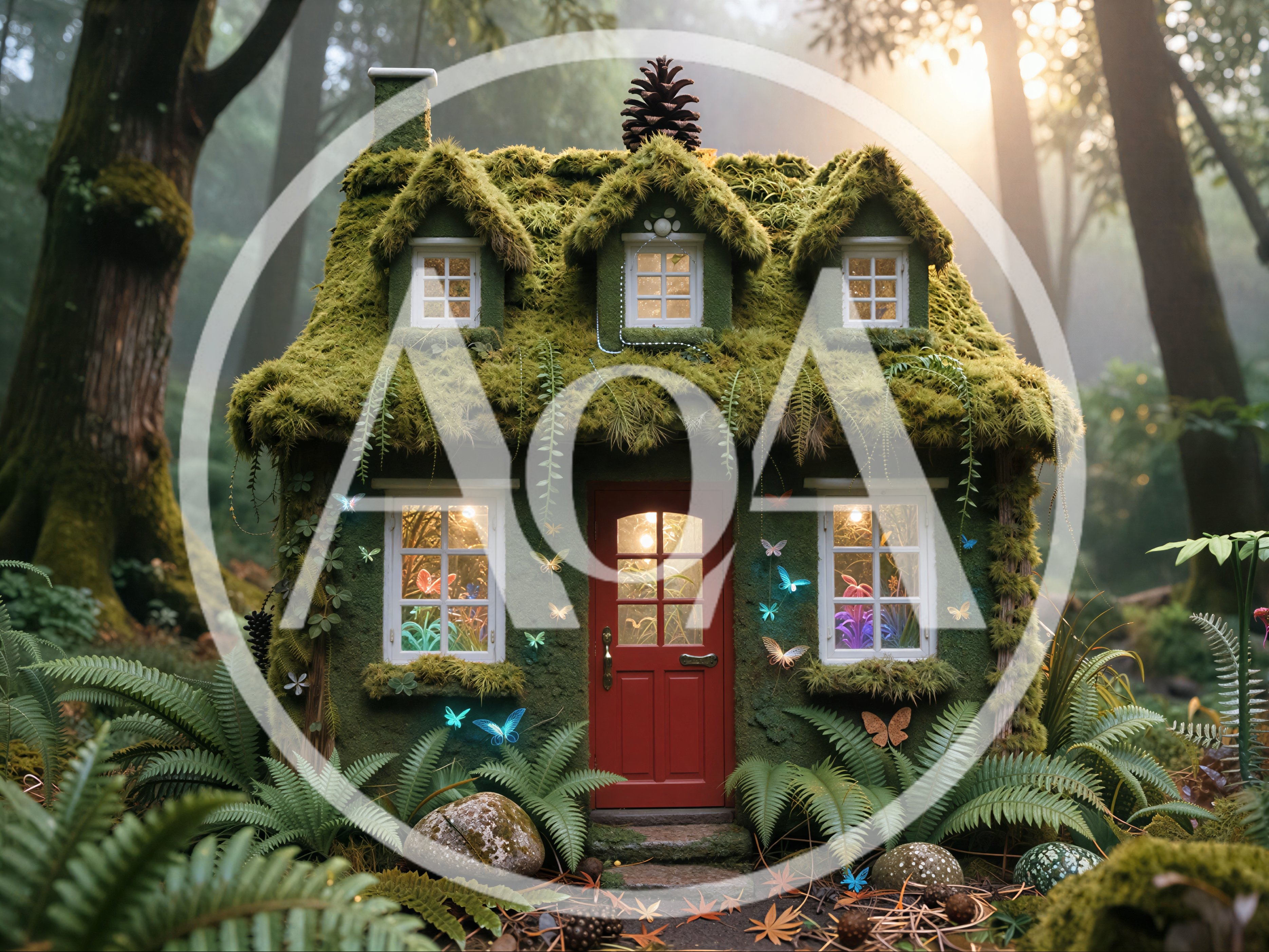 Enchanted Moss Covered Fairy Tale Cottage In Forest