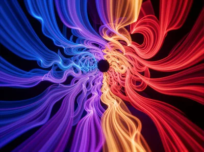 Abstract Fractal Flow With Blue And Red Light Trails