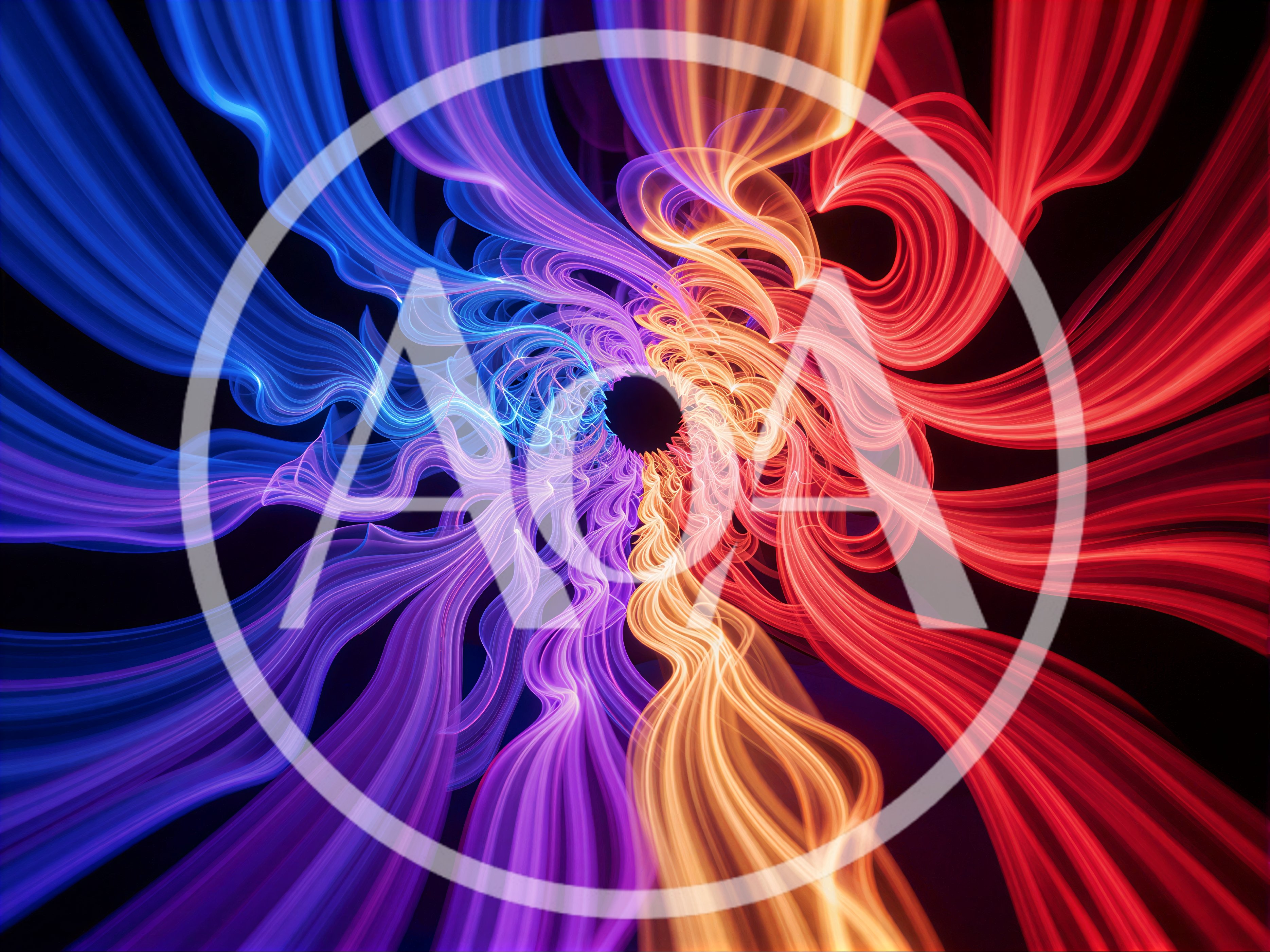 Abstract Fractal Flow With Blue And Red Light Trails