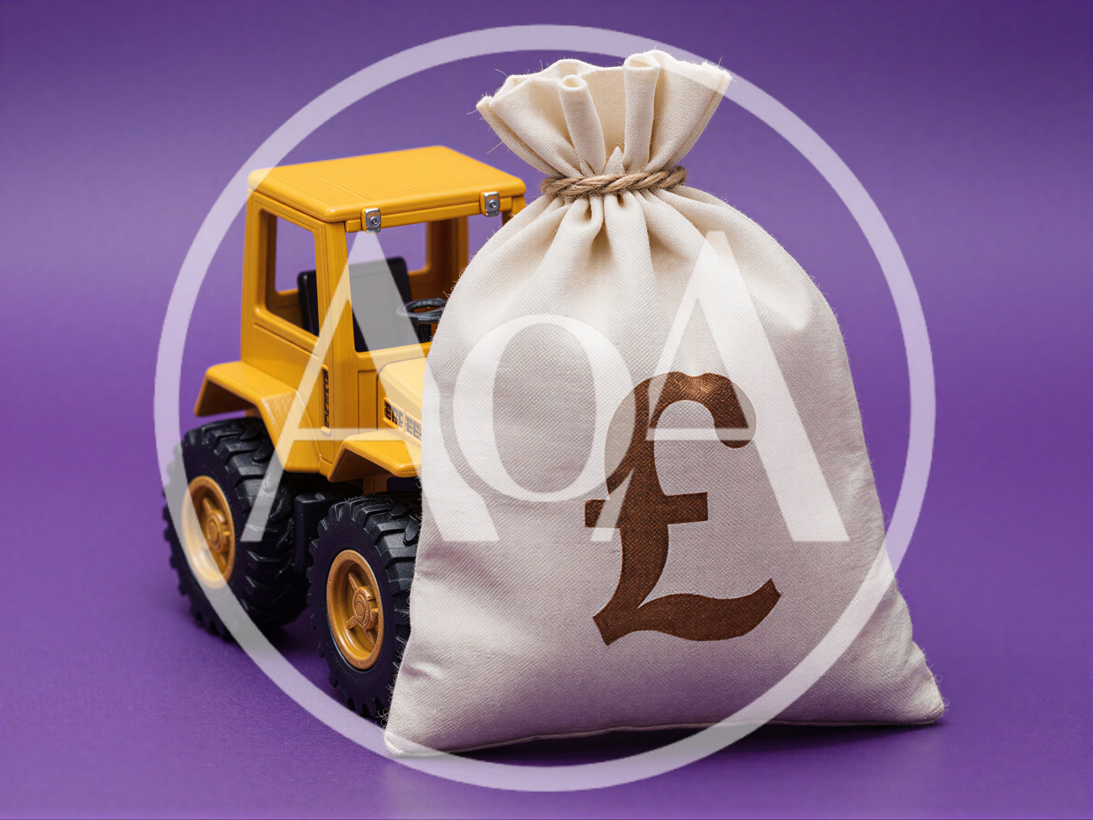 Toy Tractor With A British Pound Money Bag
