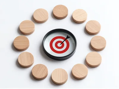 Magnifying Glass Focusing on a Target with Arrow