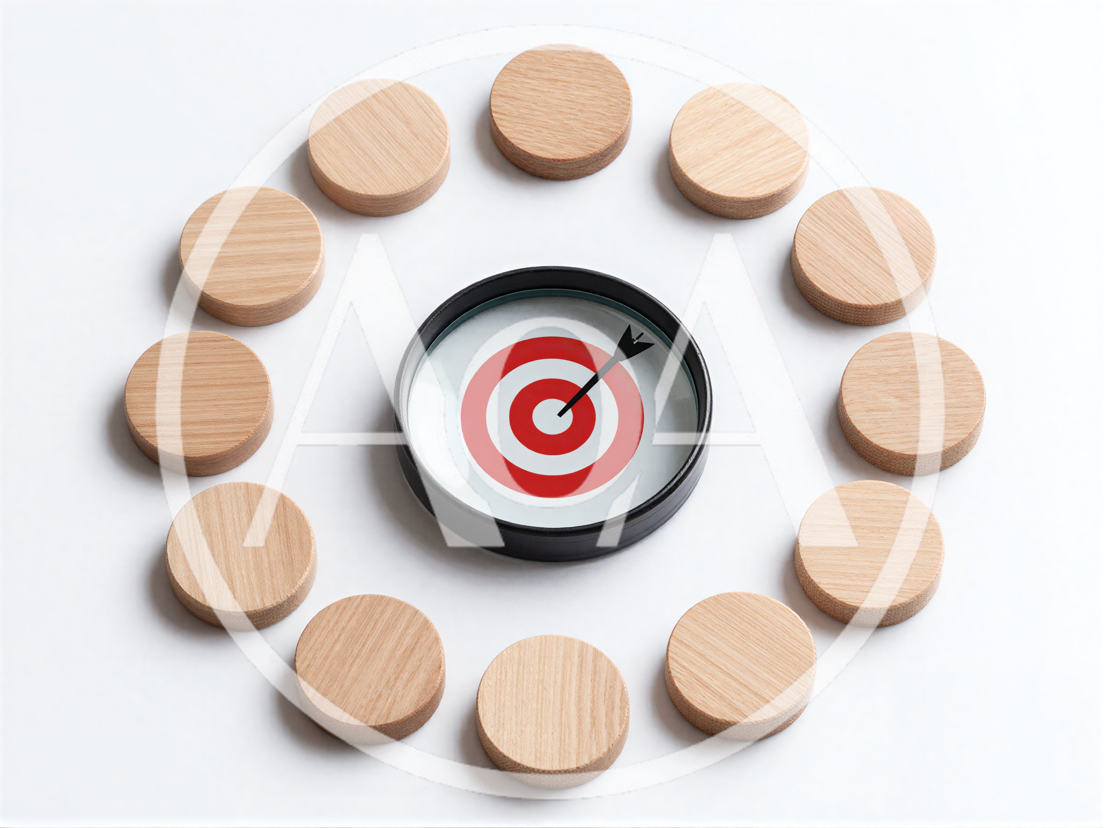 Magnifying Glass Focusing on a Target with Arrow
