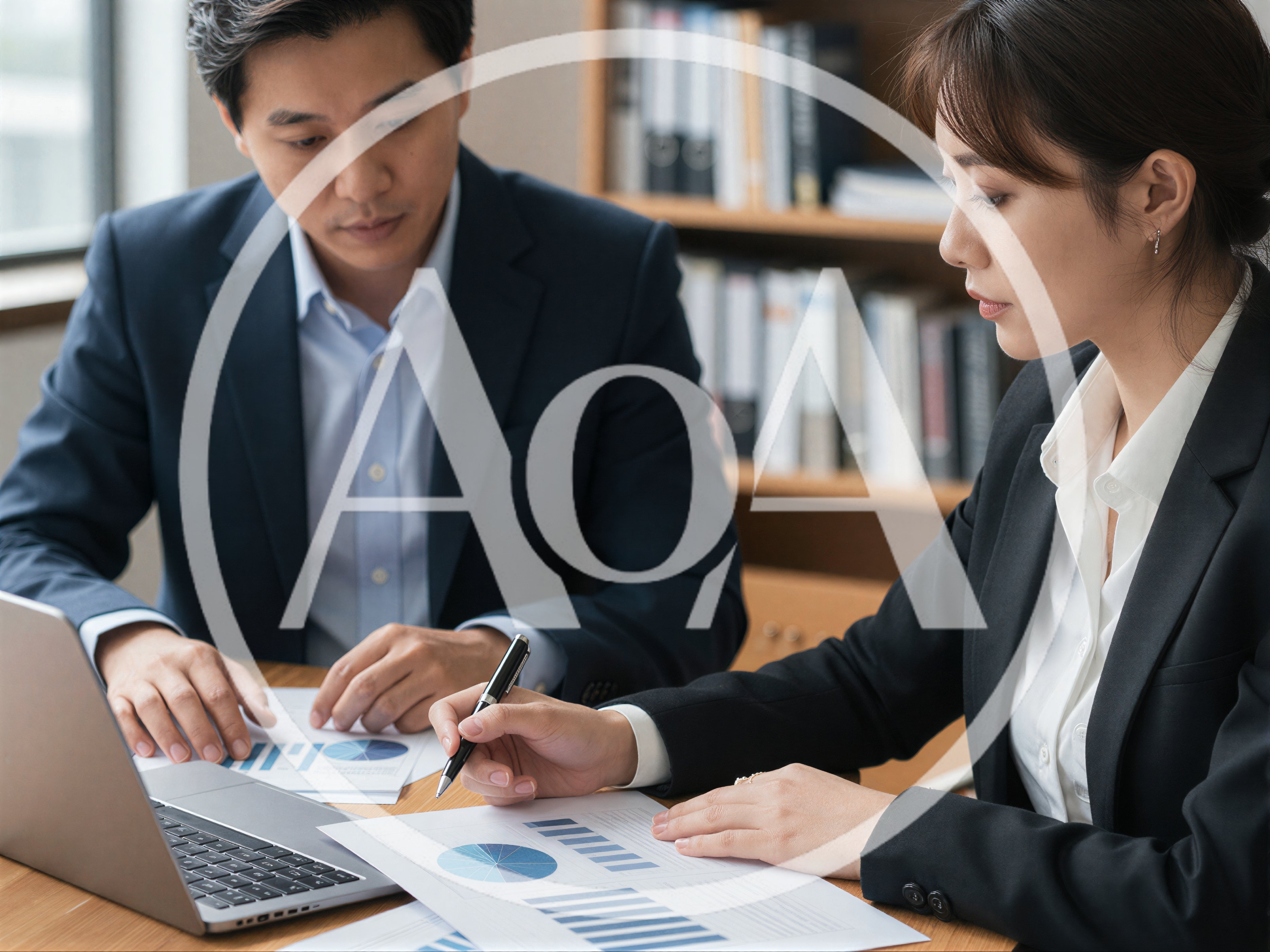 Business Professionals Analyzing Financial Charts In Office