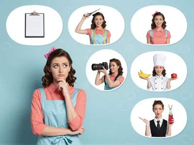 Pensive Woman Imagining Various Career Paths And Hobbies