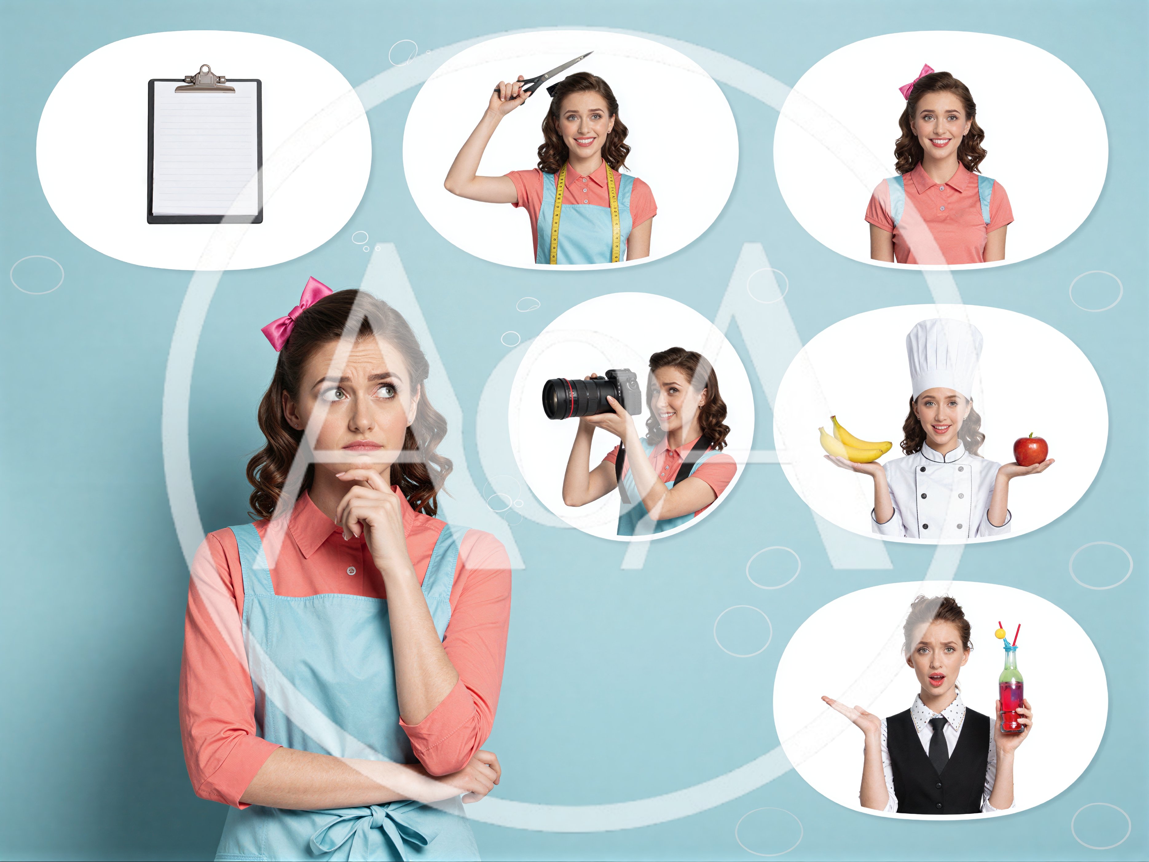 Pensive Woman Imagining Various Career Paths And Hobbies