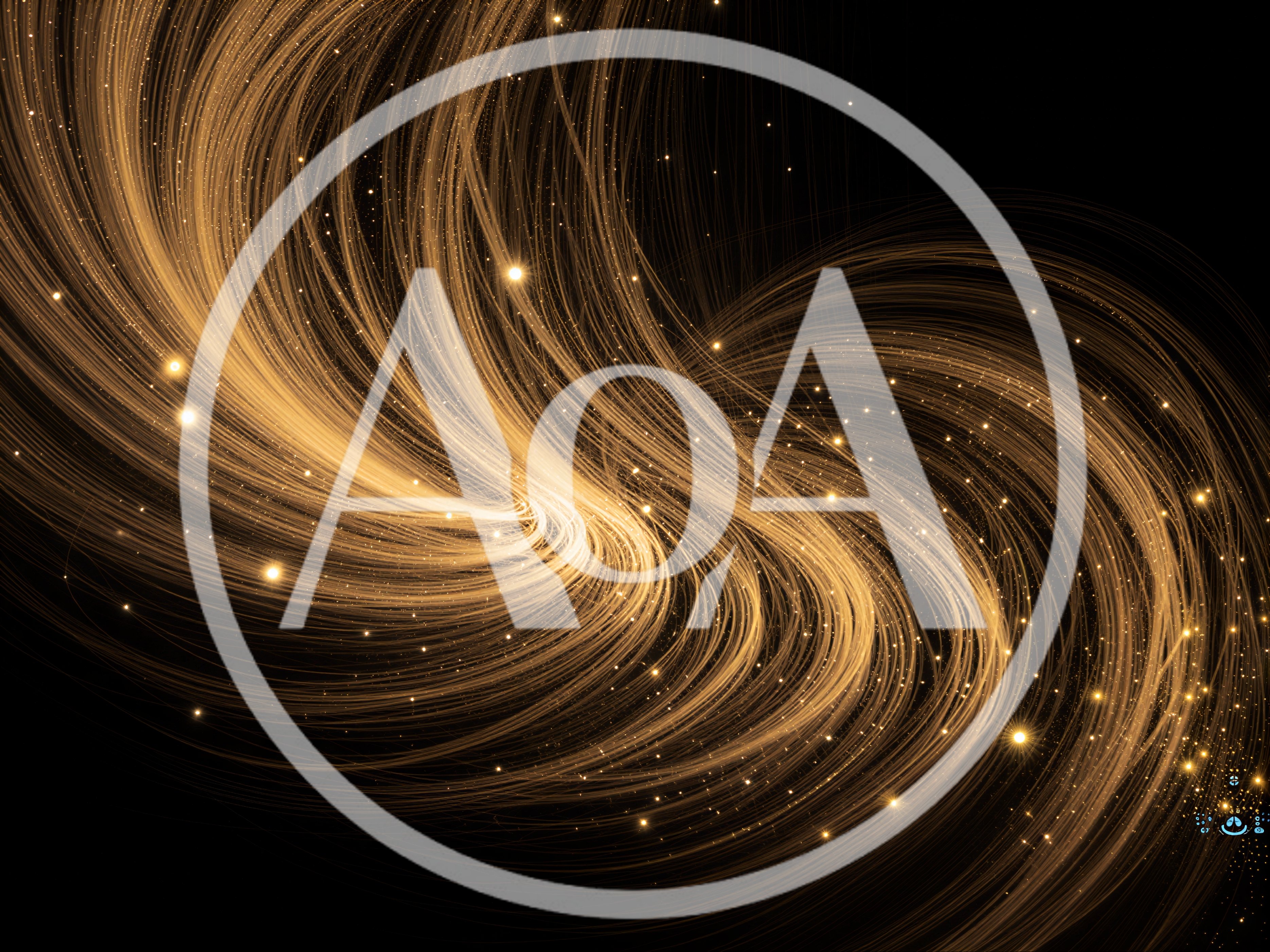 Abstract Golden Light Trails With Glowing Particles