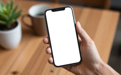 Person Holding Smartphone With Blank Screen
