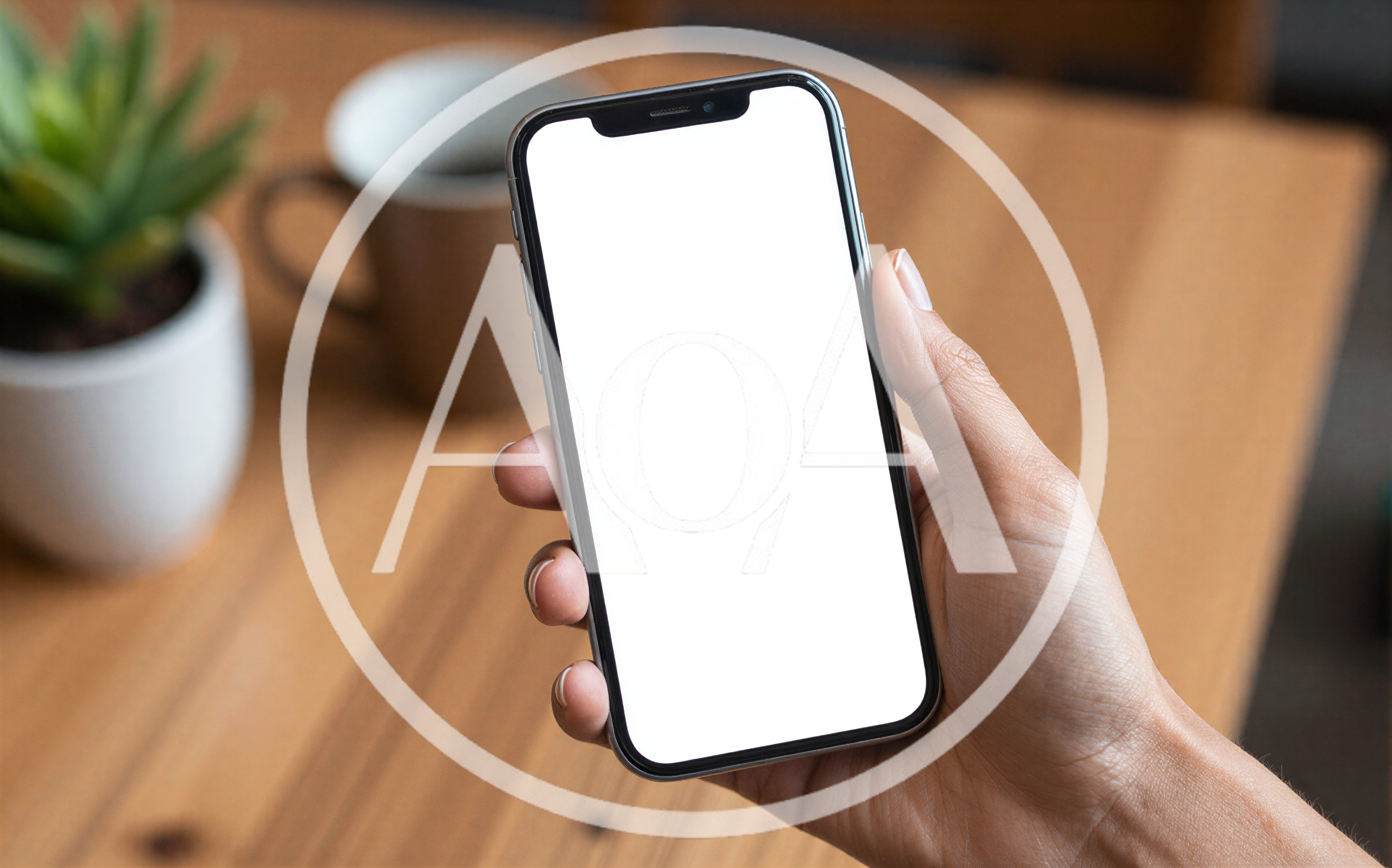 Person Holding Smartphone With Blank Screen