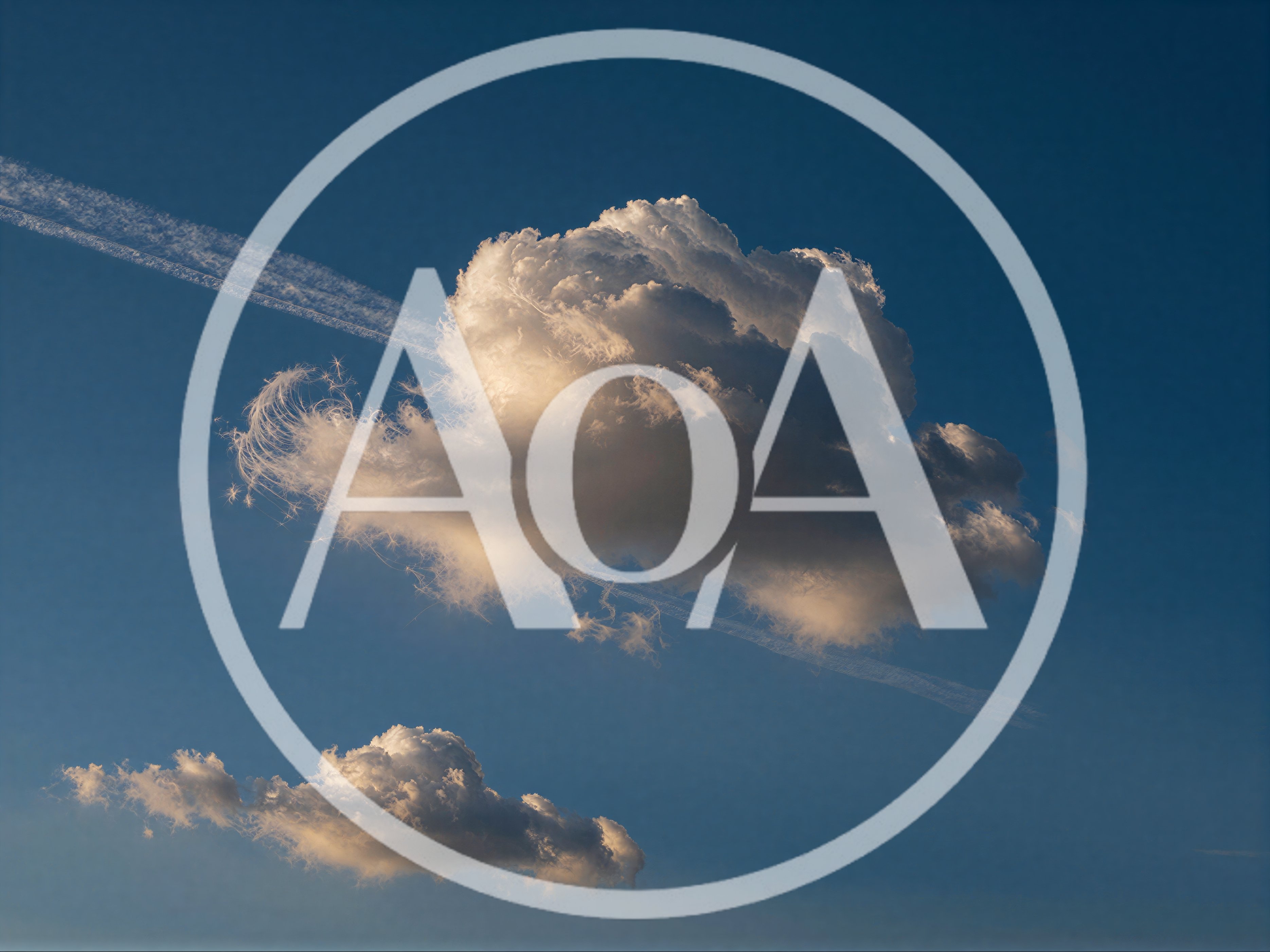 Cumulus Cloud With Airplane Contrail In Blue Sky