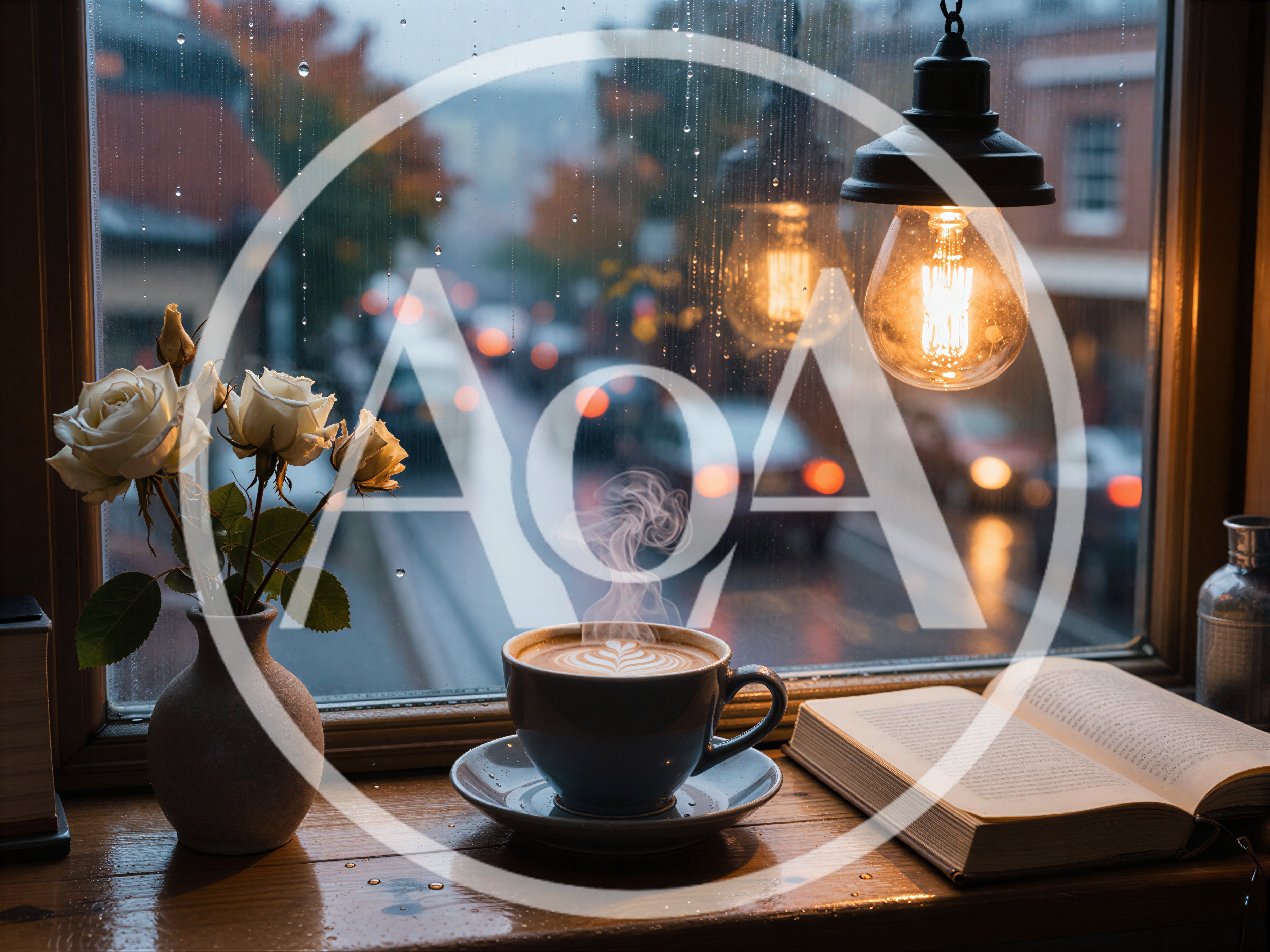 Cozy Coffee Shop Window With Latte And Book