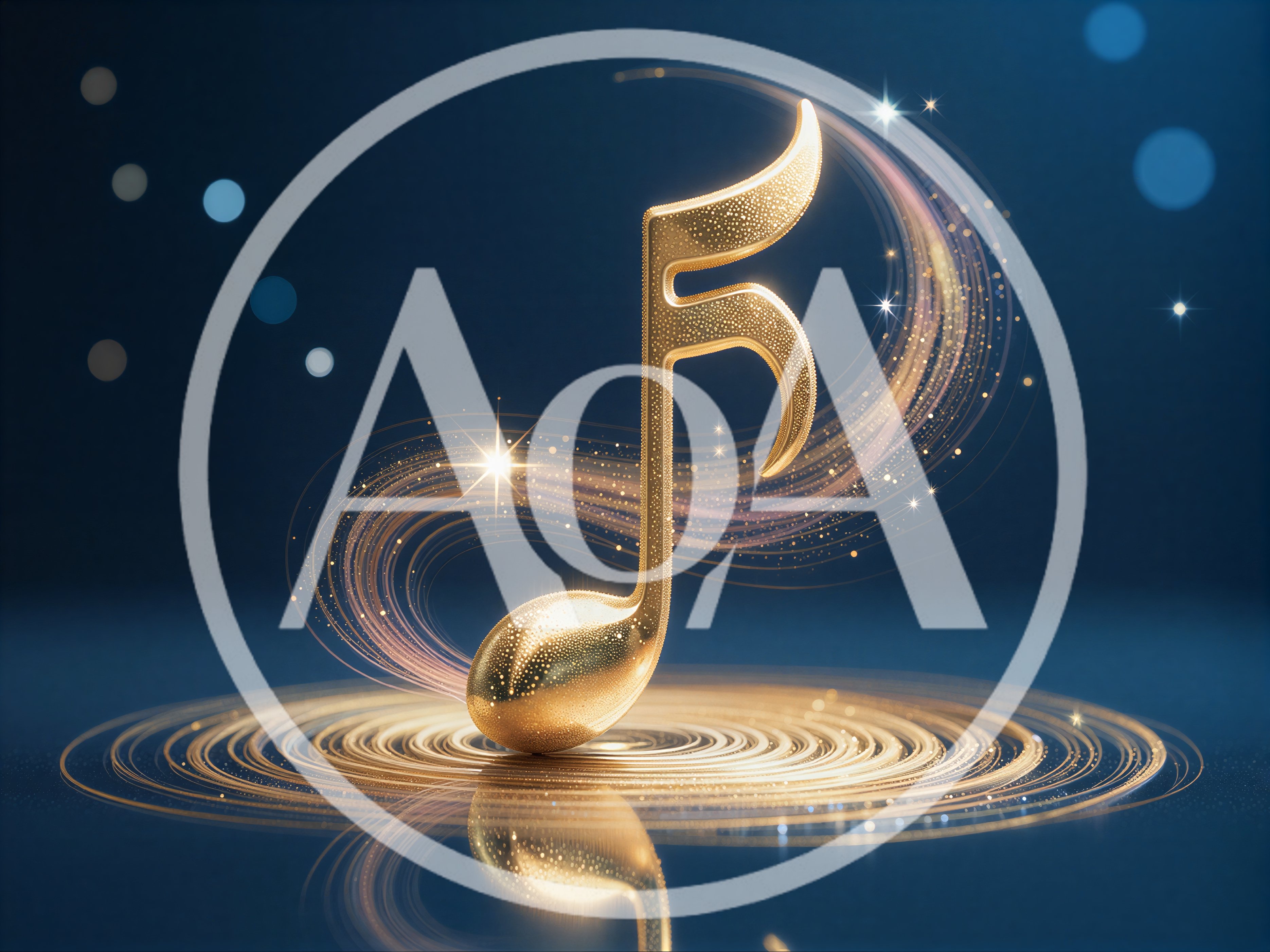Golden Musical Note With Swirling Light Particles