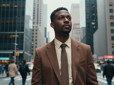 Professional Black Businessman Walking Through Busy New York City