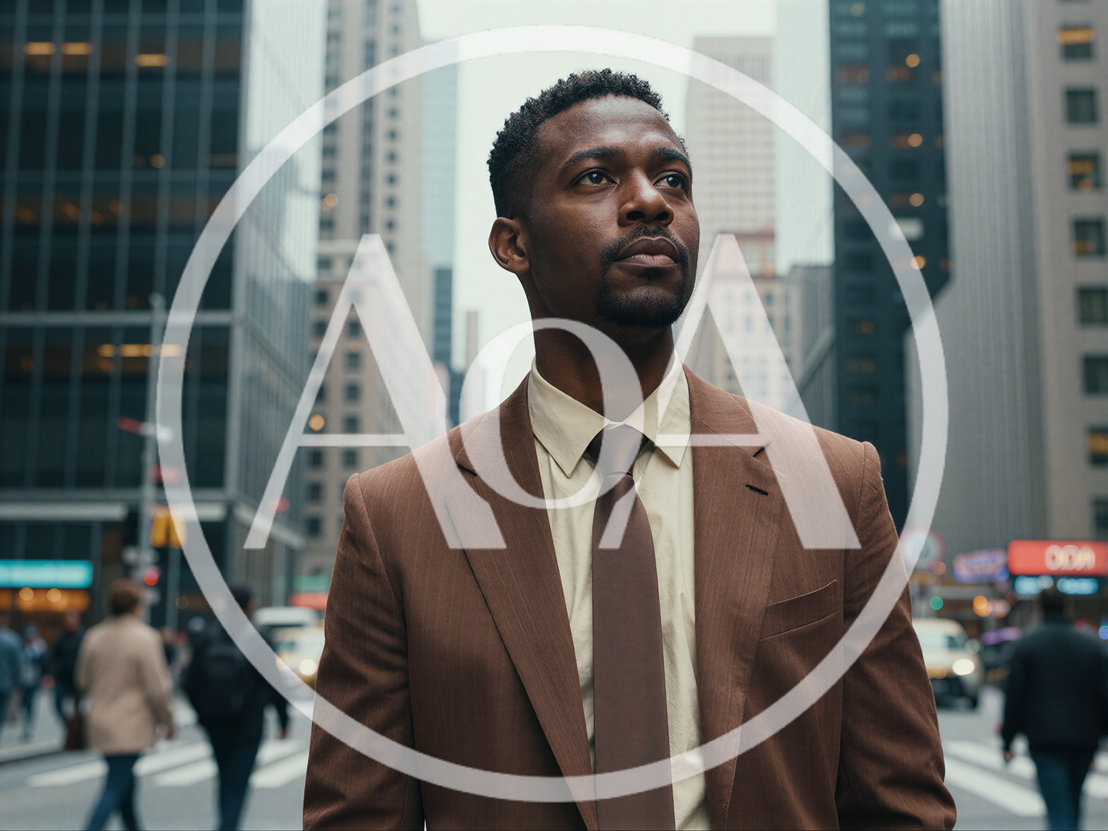 Professional Black Businessman Walking Through Busy New York City