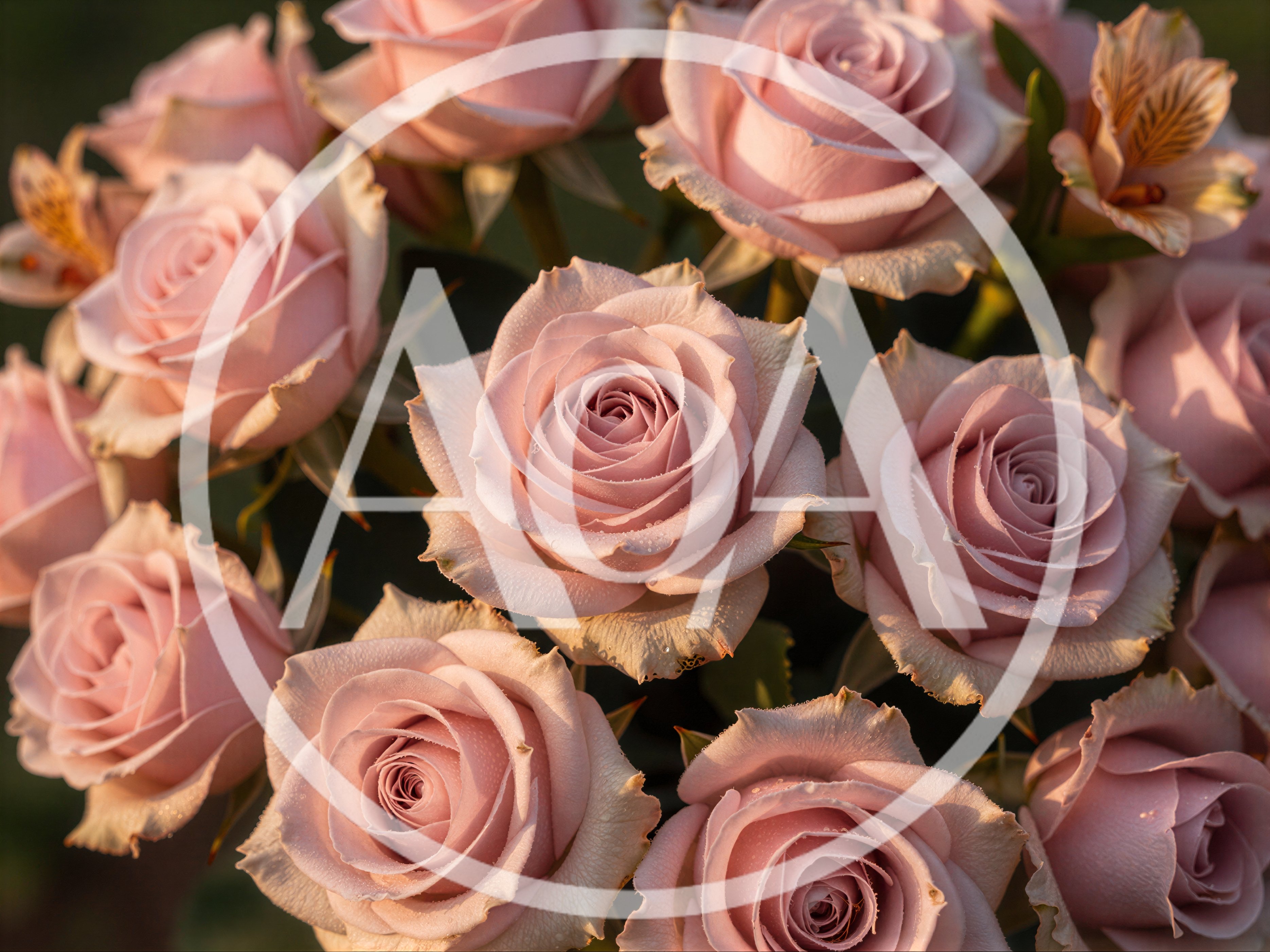 Bouquet Of Soft Pink Roses In Natural Light