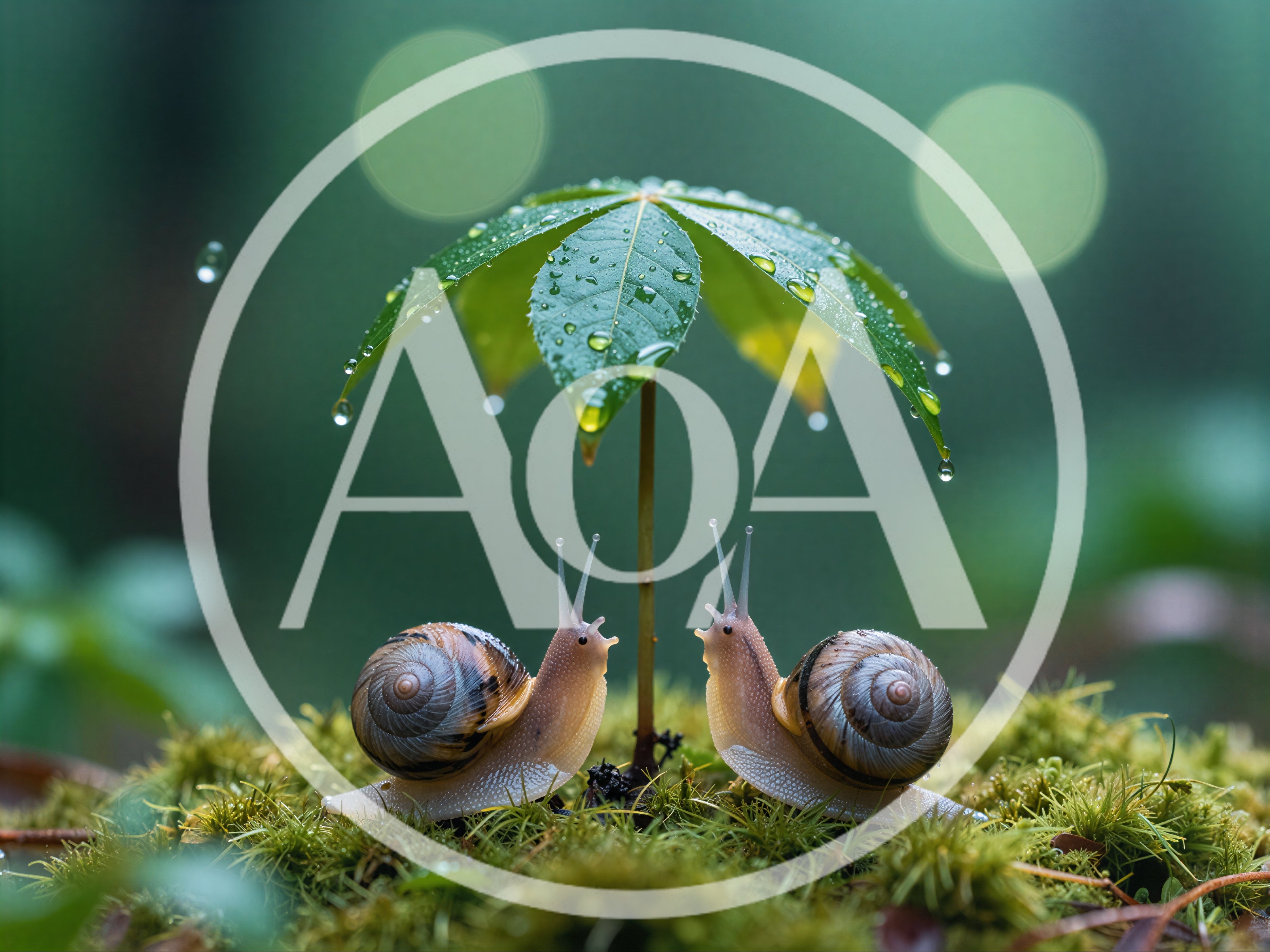 Two Snails Sheltering Under A Small Green Plant