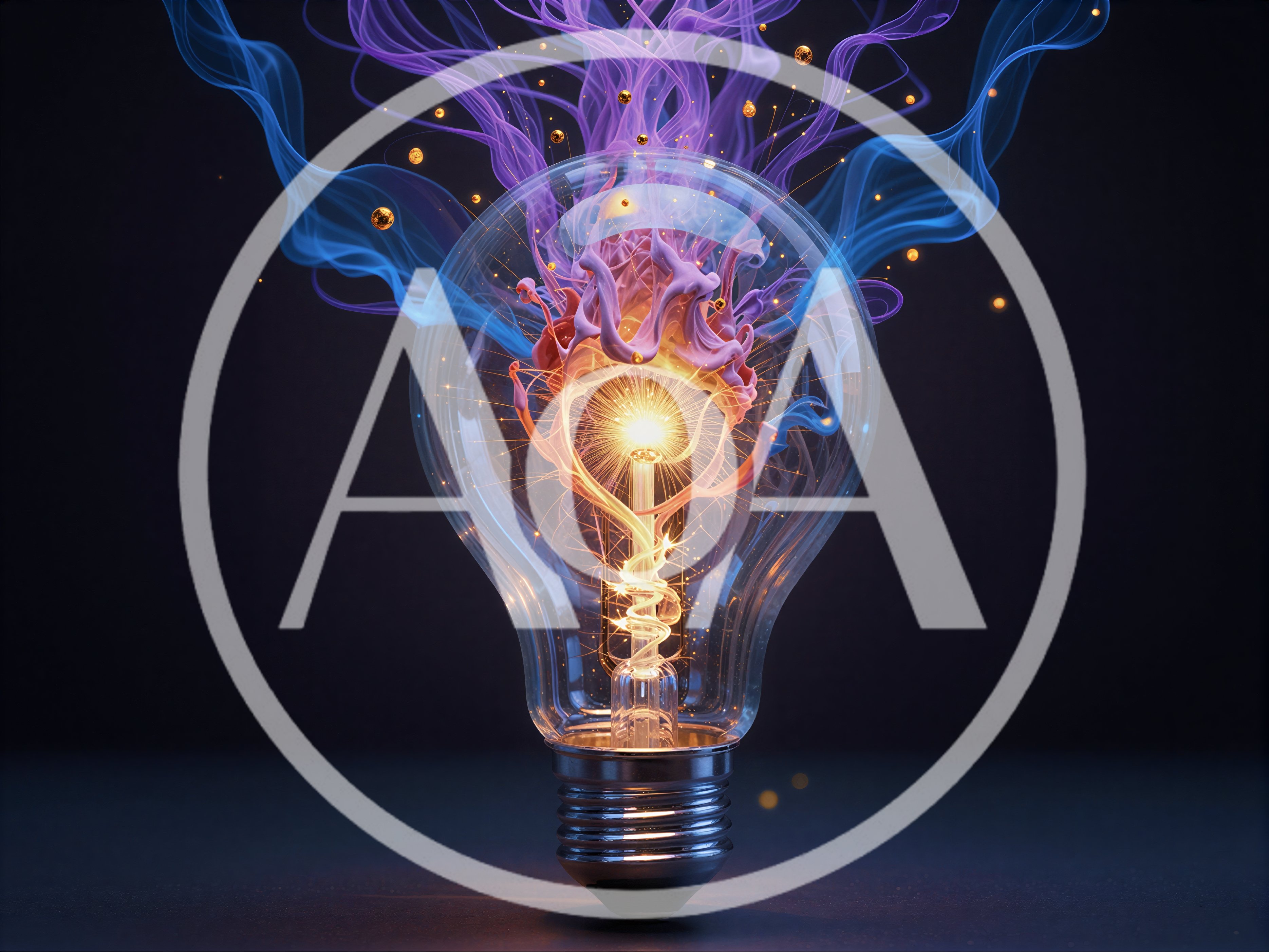 Glowing Light Bulb With Abstract Energy Smoke