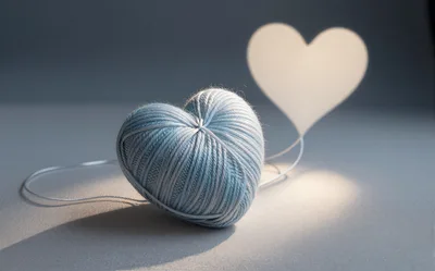 Blue Yarn Ball Shaped Like A Heart
